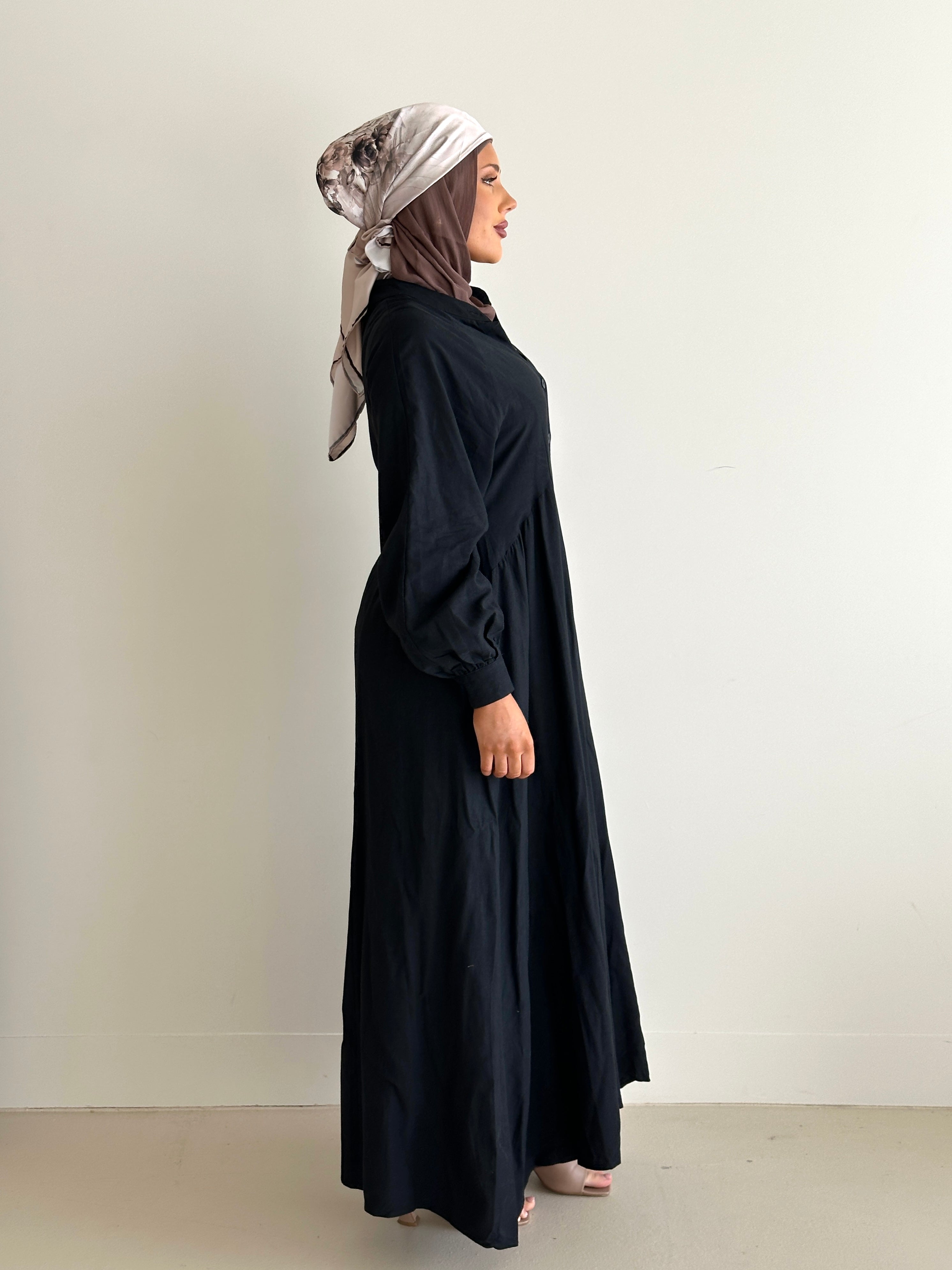 women's maxi full length dress with centre front buttons and long sleeve, spring/summer