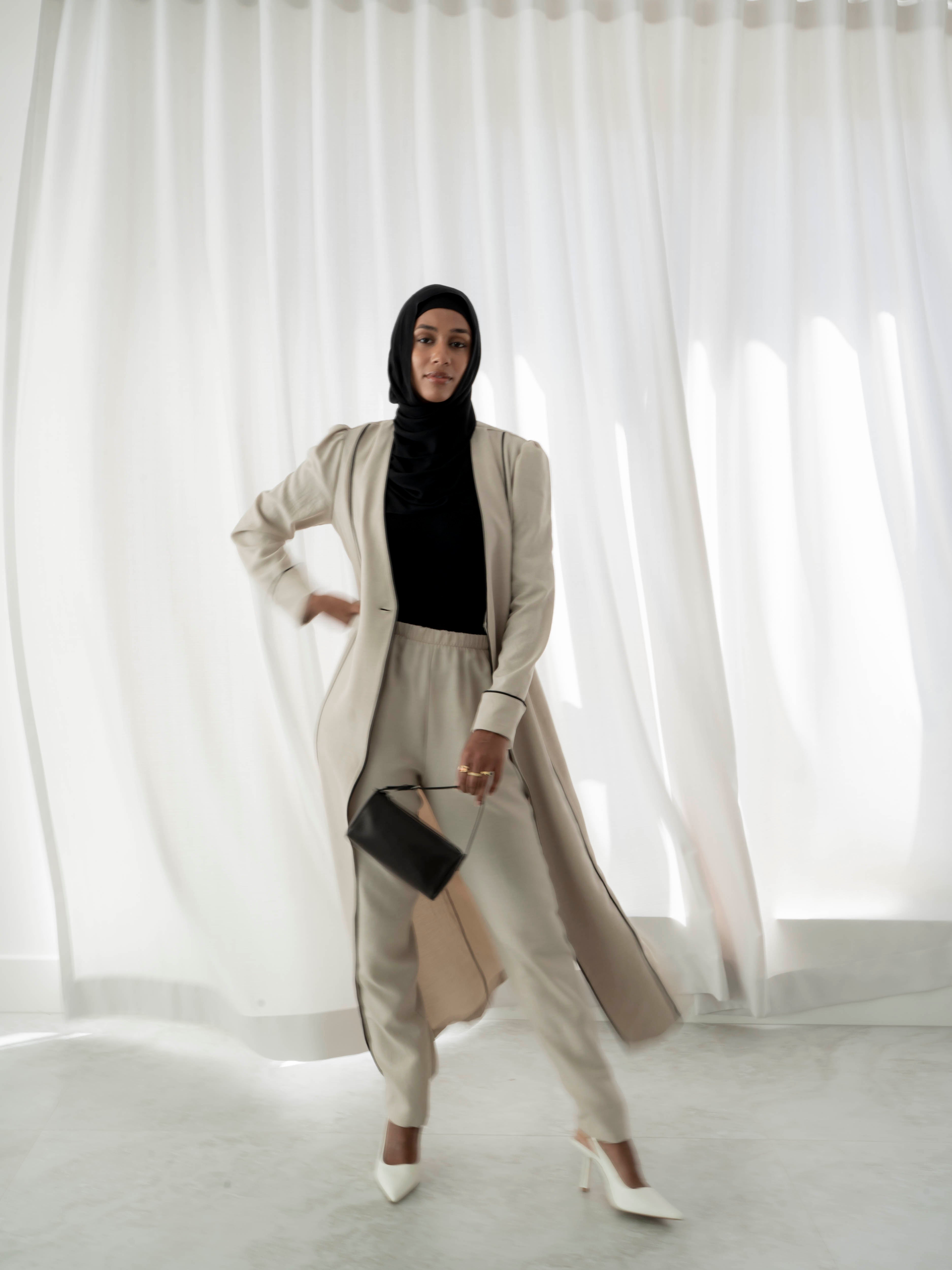 women's 2 piece co-ord matching set includes long sleeve jacket with pant- lightweight and modest