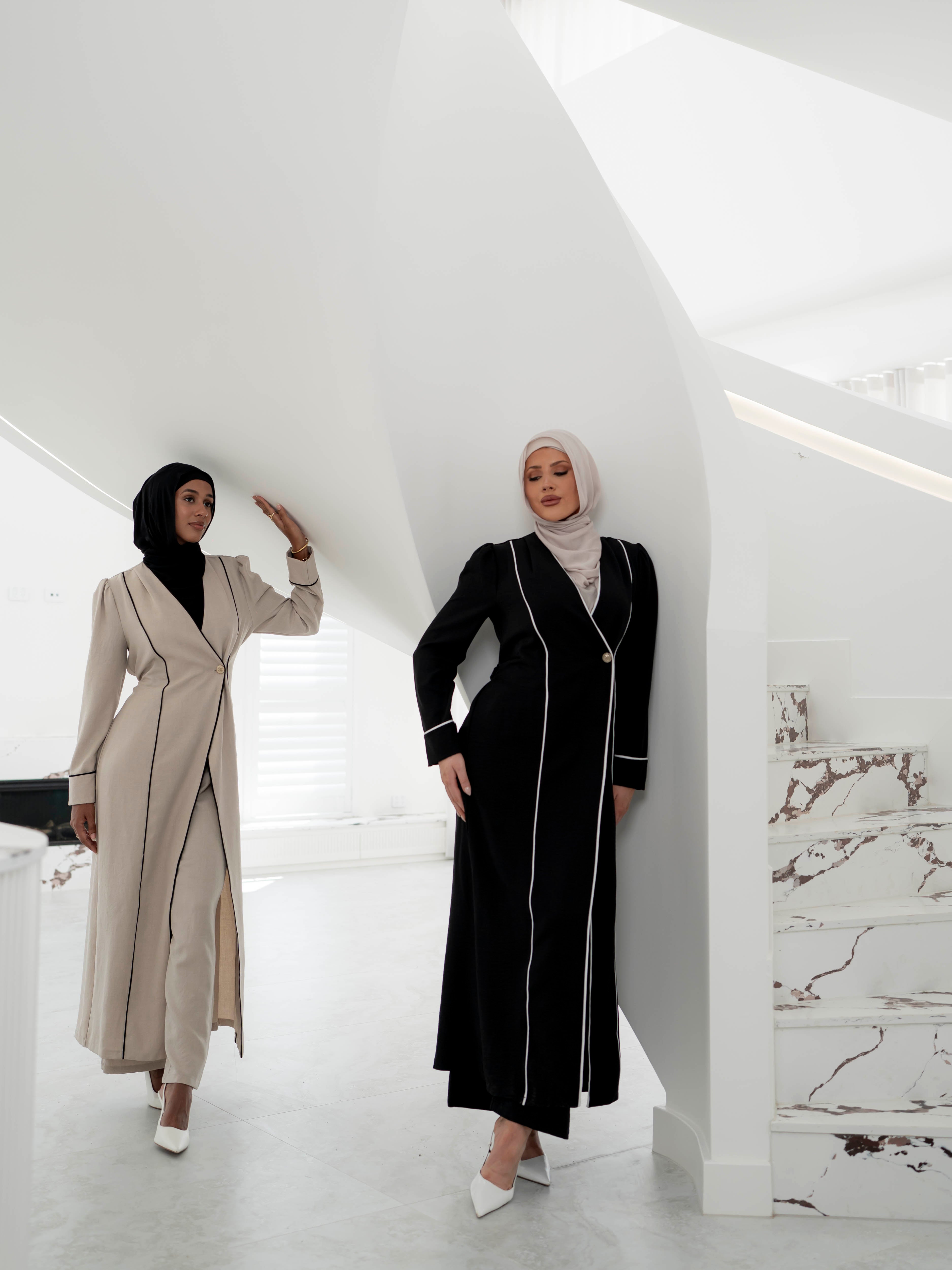 women's 2 piece co-ord matching set includes long sleeve jacket with pant- lightweight and modest