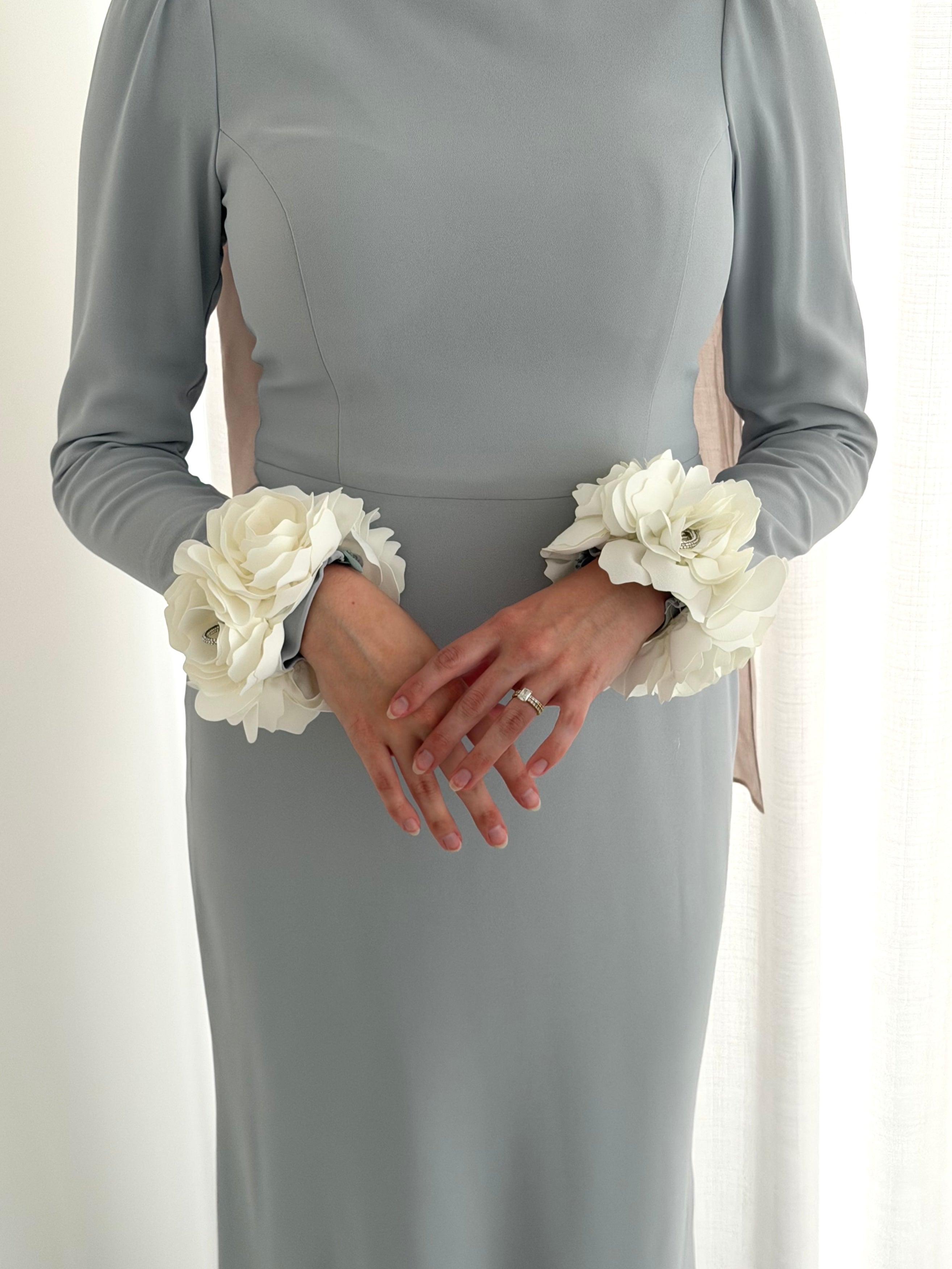 women's formal dress in full length maxi with minimalistic design. simple formal dress suitable for hijab.chanel inspired dress. suitable for wedding guest, nikkah, engagement, prom etc.