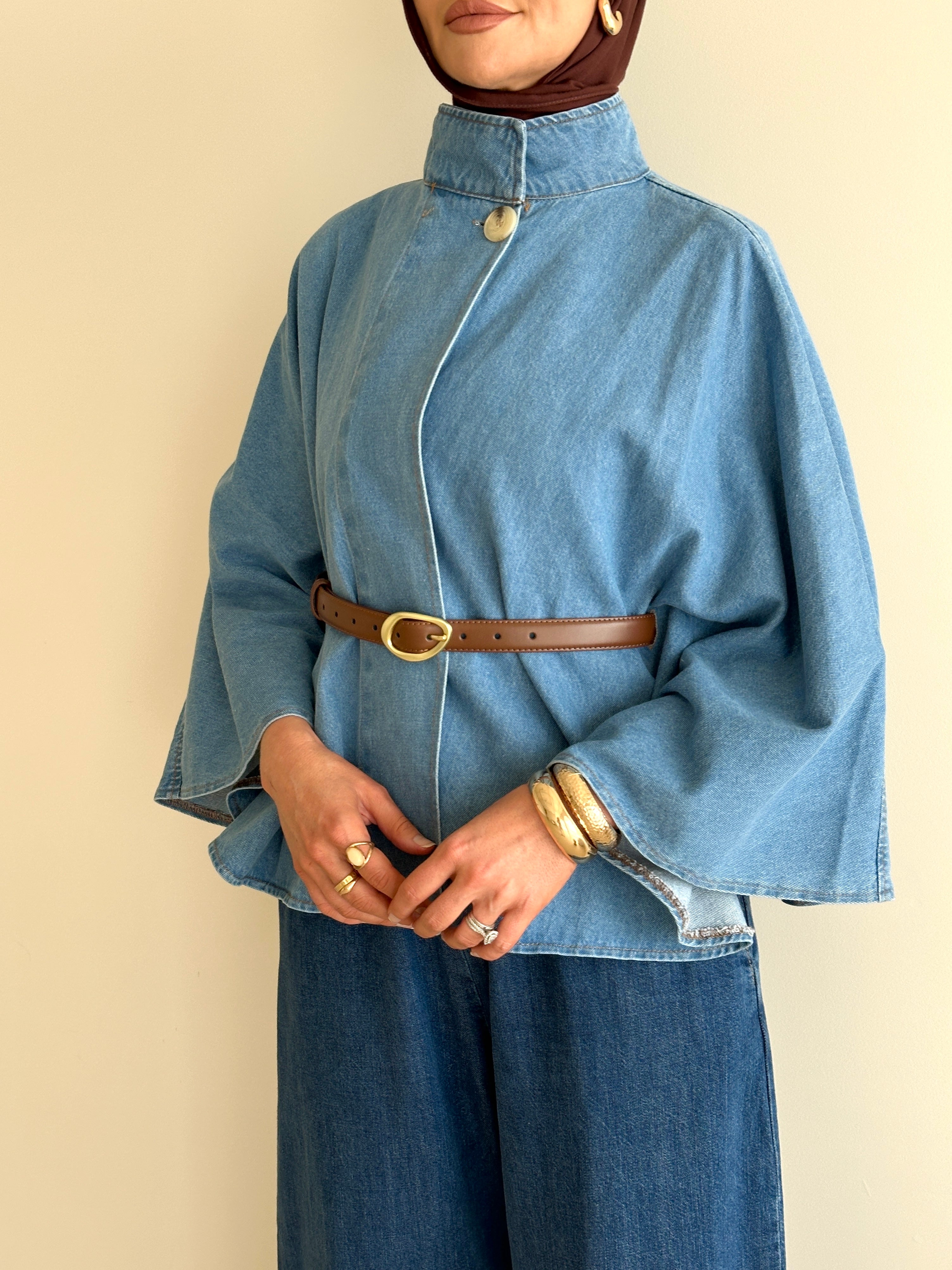 ladies denim poncho for spring/summer