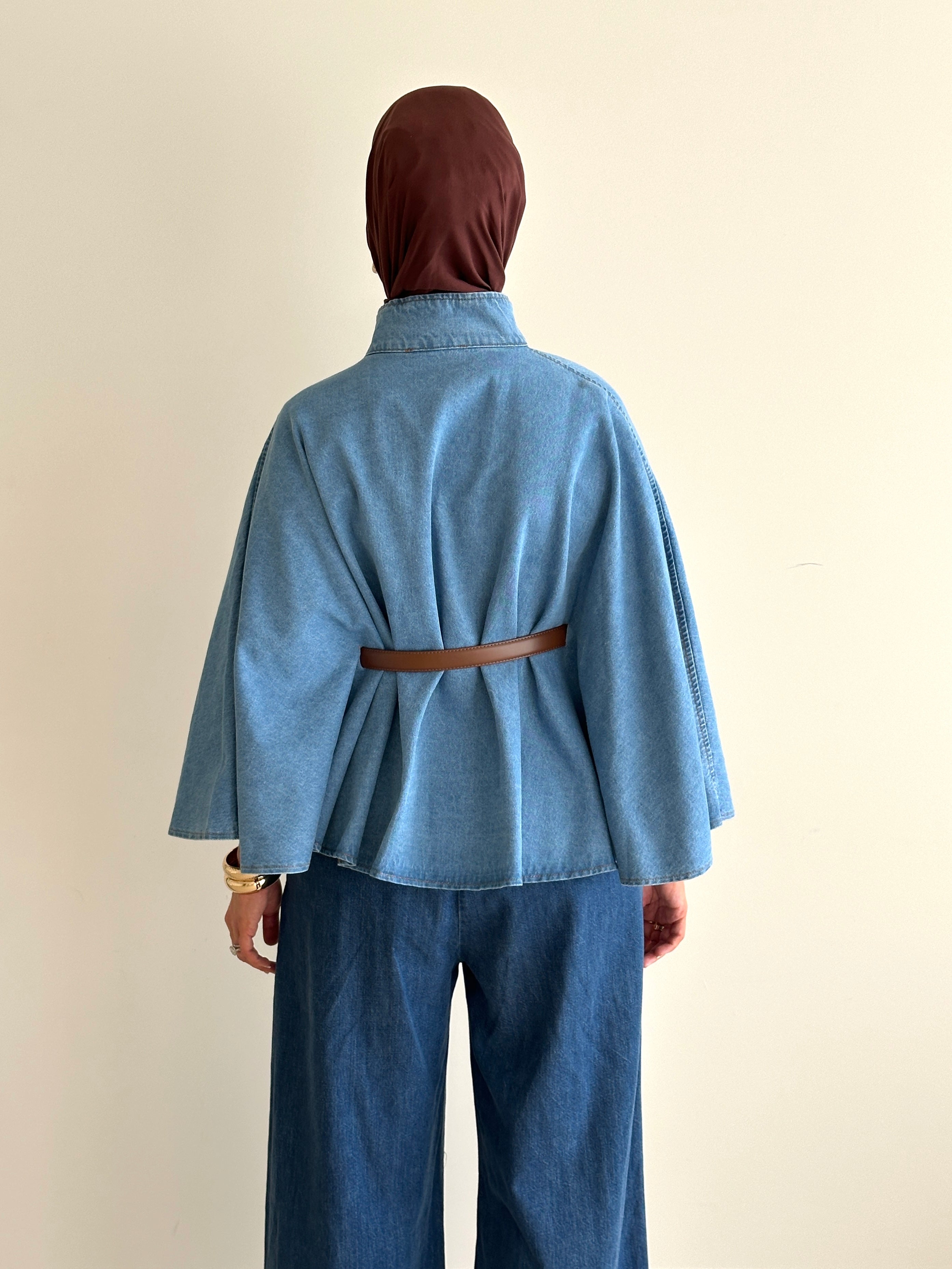 ladies denim poncho for spring/summer