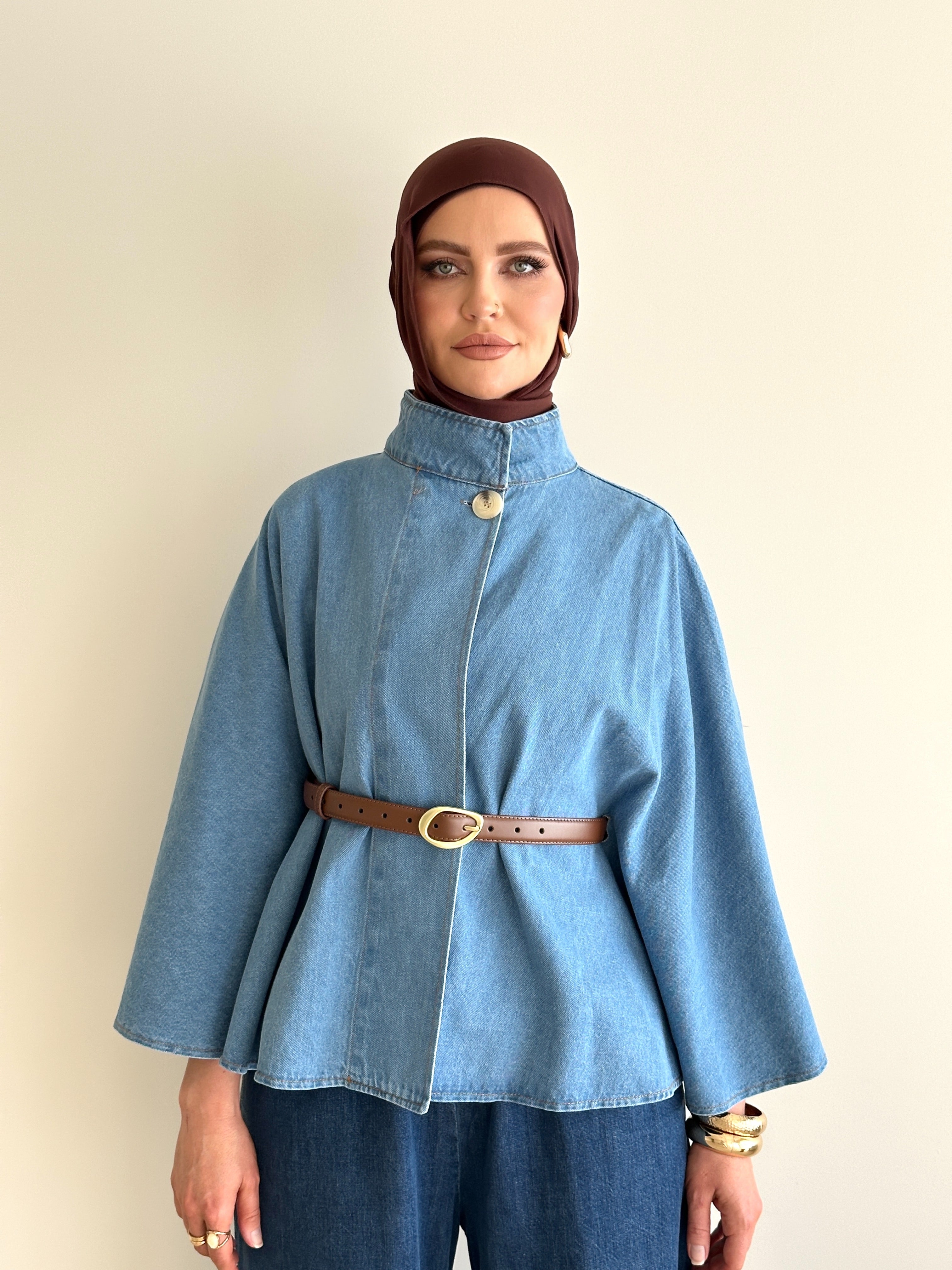 ladies denim poncho for spring/summer