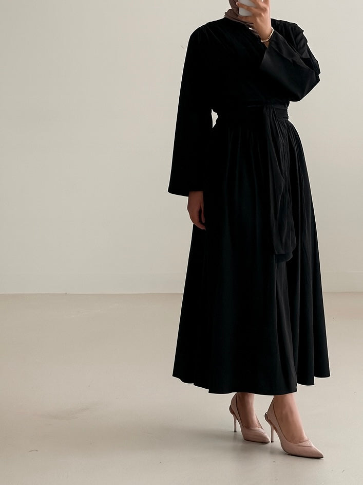 women's matching co-ord 2 piece set, includes maxi full length skirt with wrap around top, lightweight and breathable for modest fashion