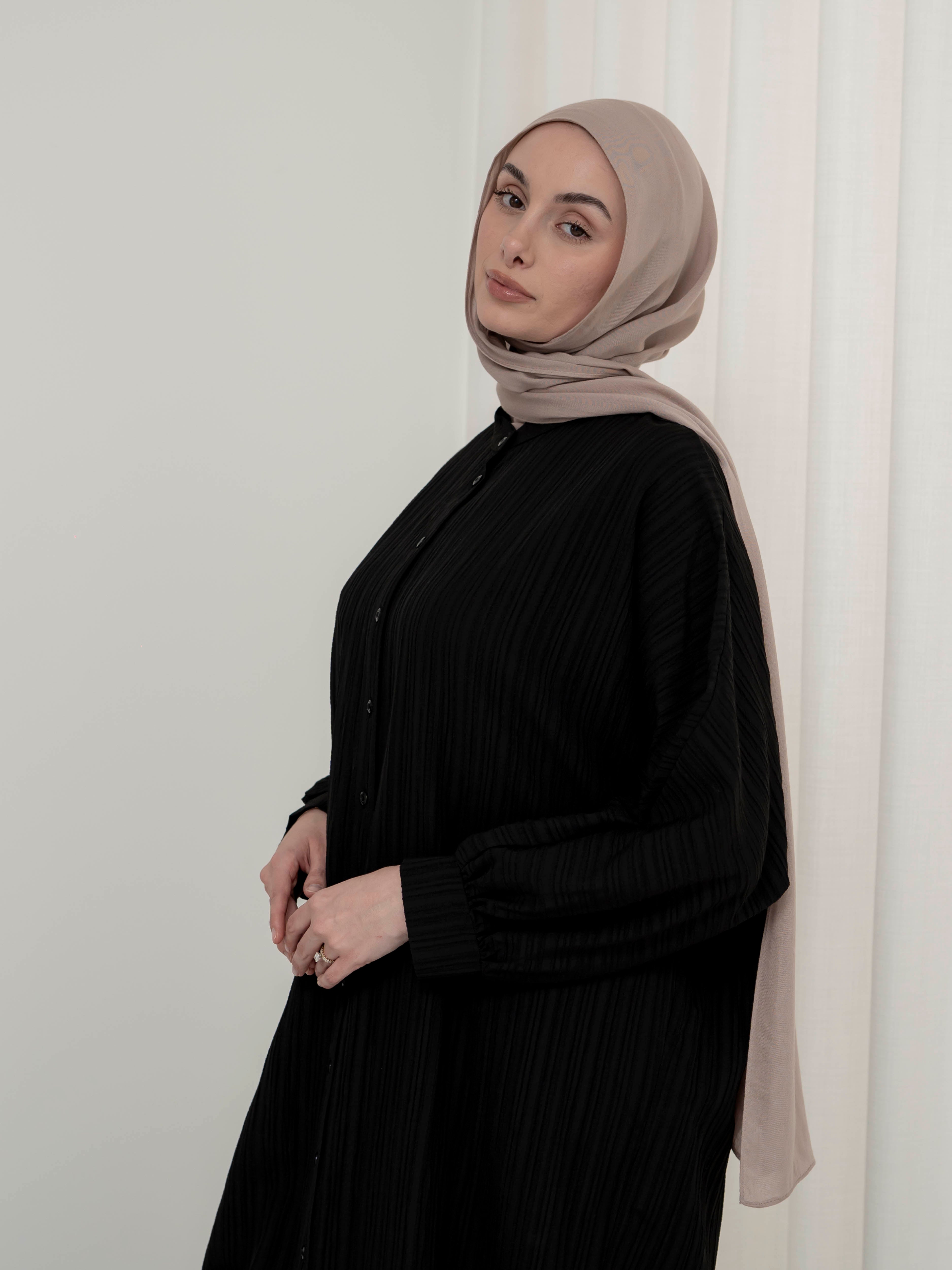 women's shirt dress with buttons in black for spring summer modest fashion