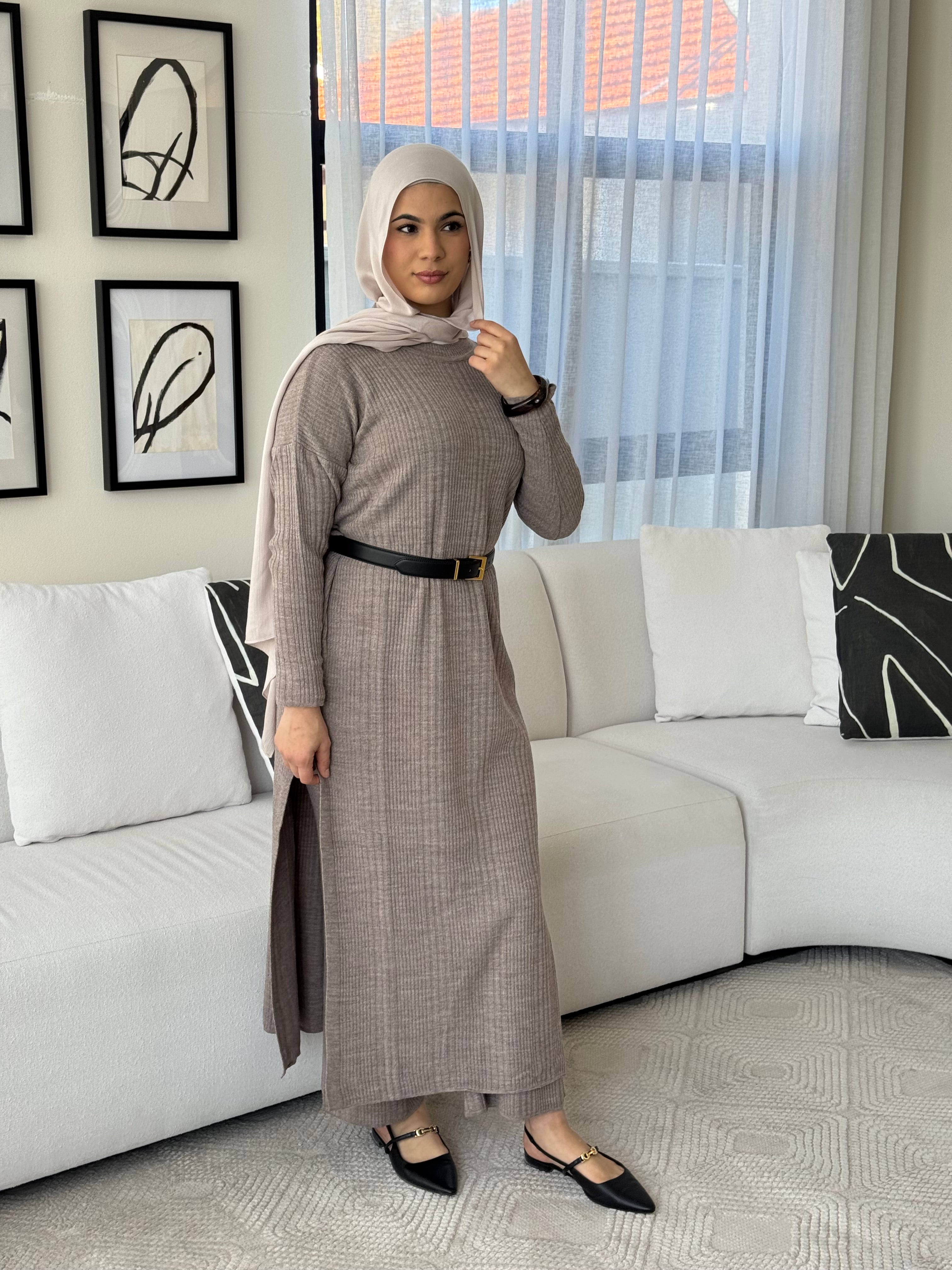 Veil of Faith Houda Knit Set — soft modest knit co-ord with long top and pants