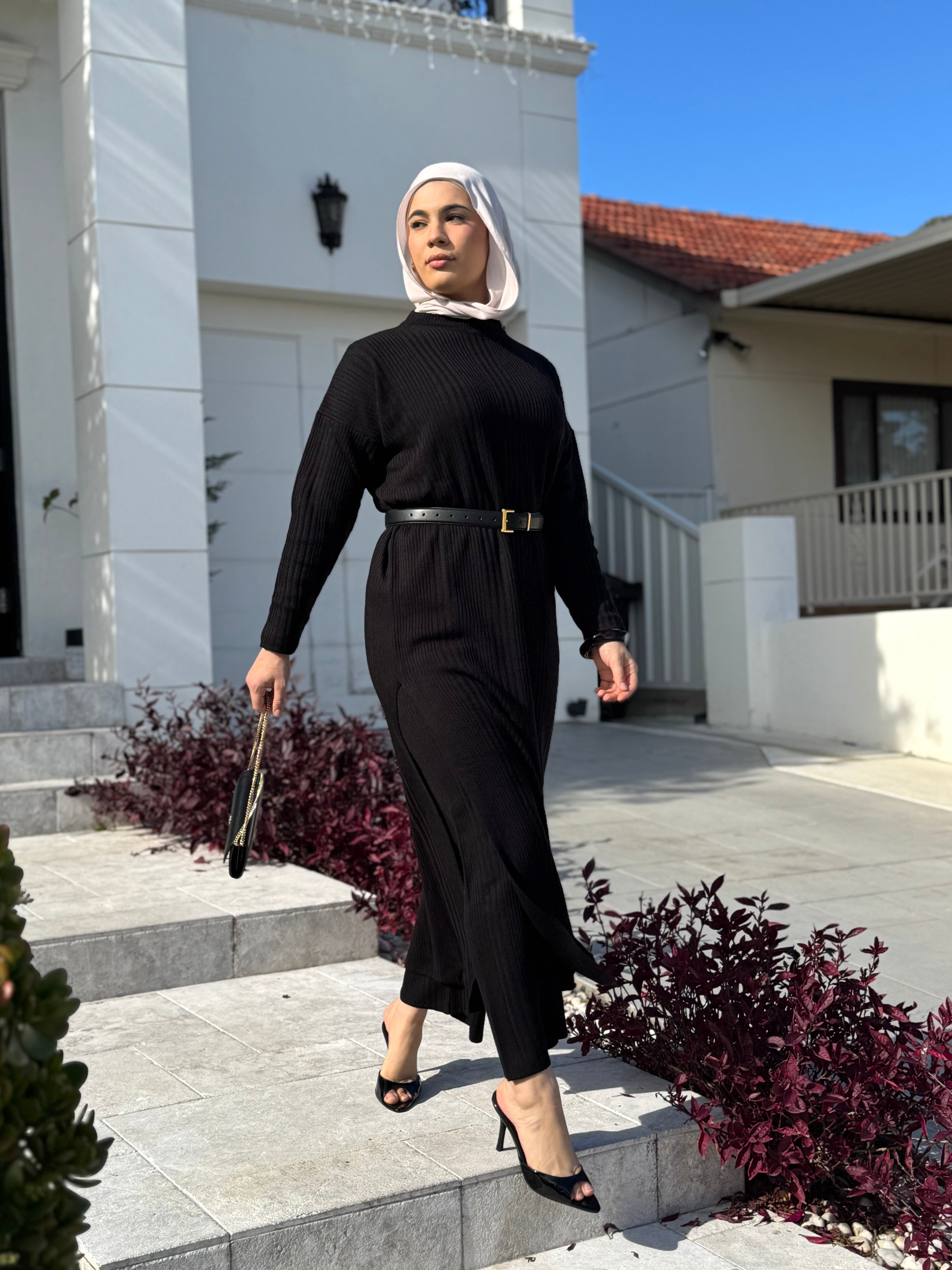 Veil of Faith Houda Knit Set — soft modest knit co-ord with long top and pants