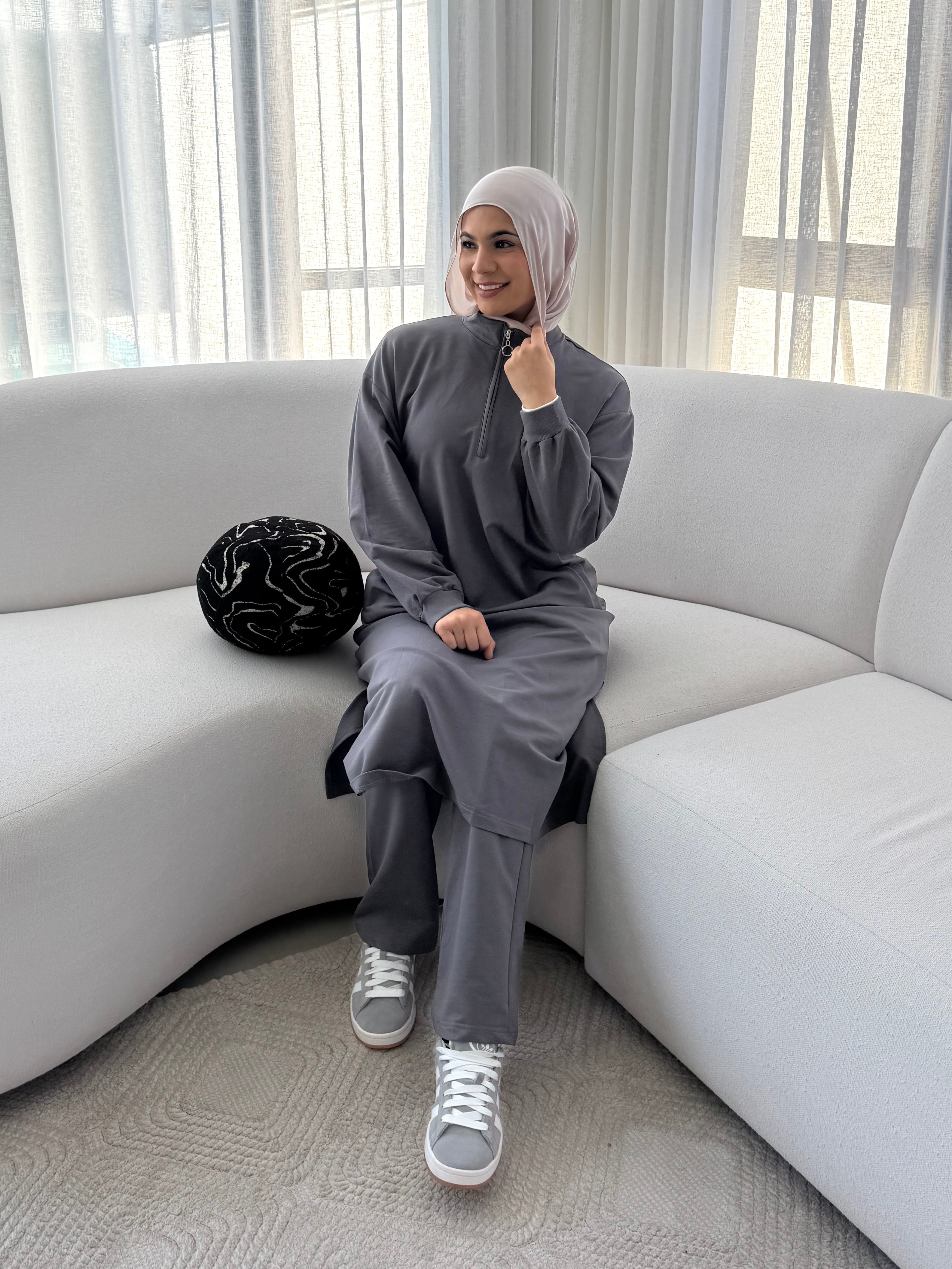 Veil of Faith Modest Trackset — longline zip jacket and wide-leg pants