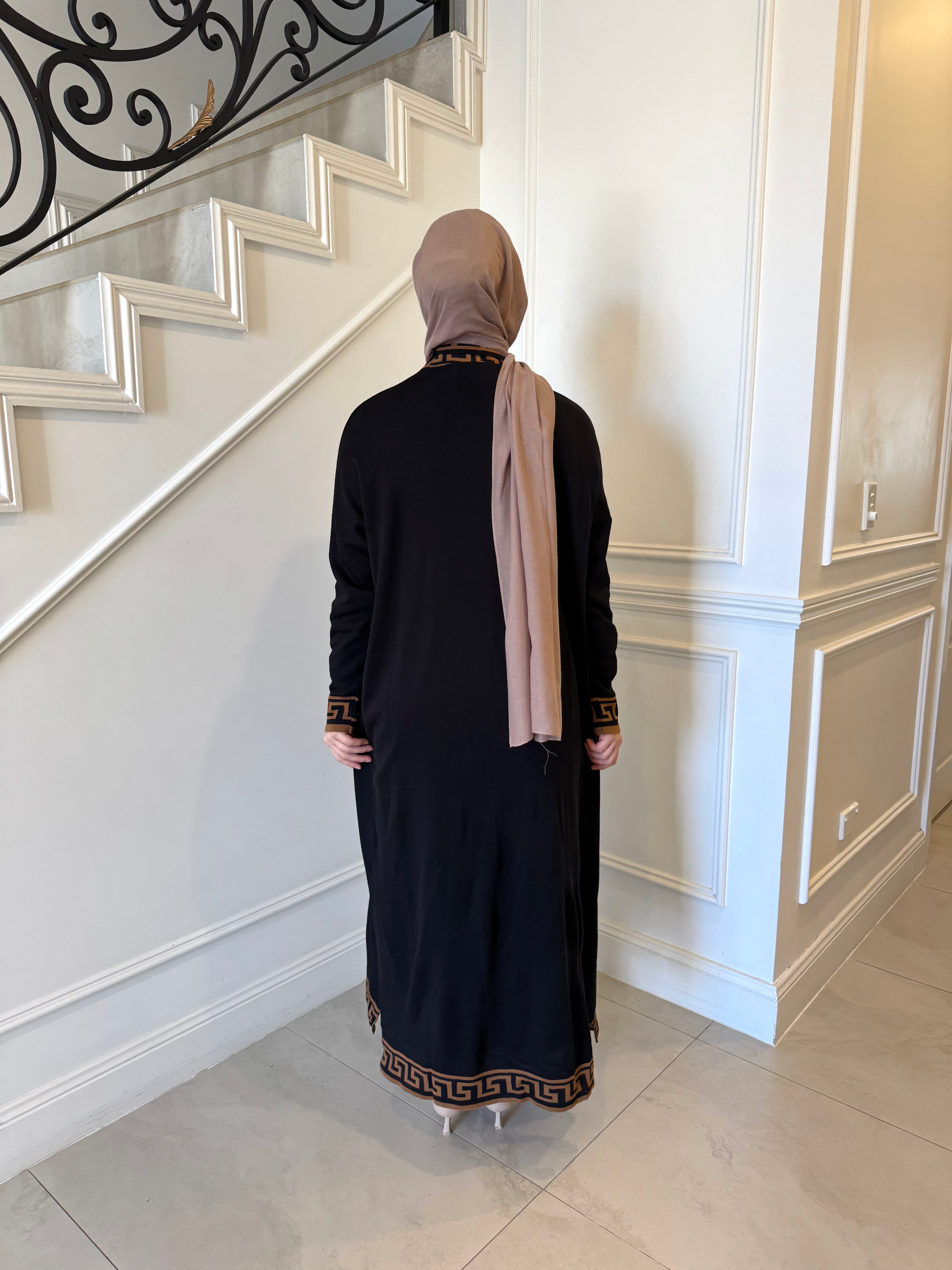 Mosaic Print Cardigan — modest open-front cardigan with colourful mosaic pattern