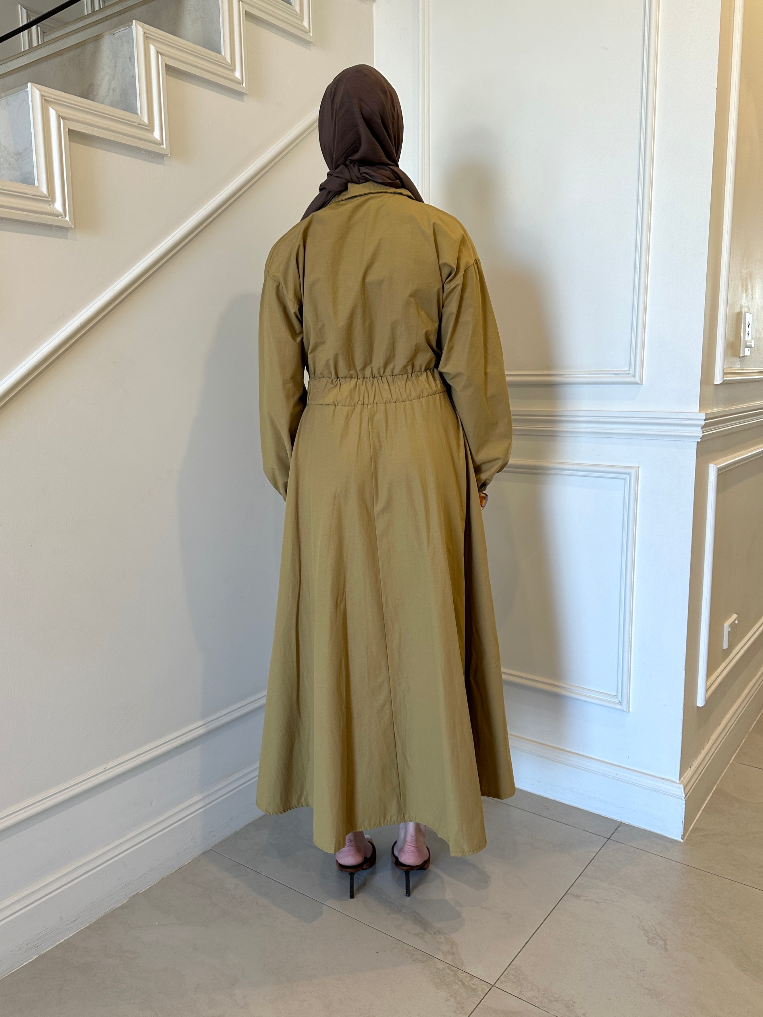 Veil of Faith Nomad Dress — neutral modest maxi dress with flowy silhouette
