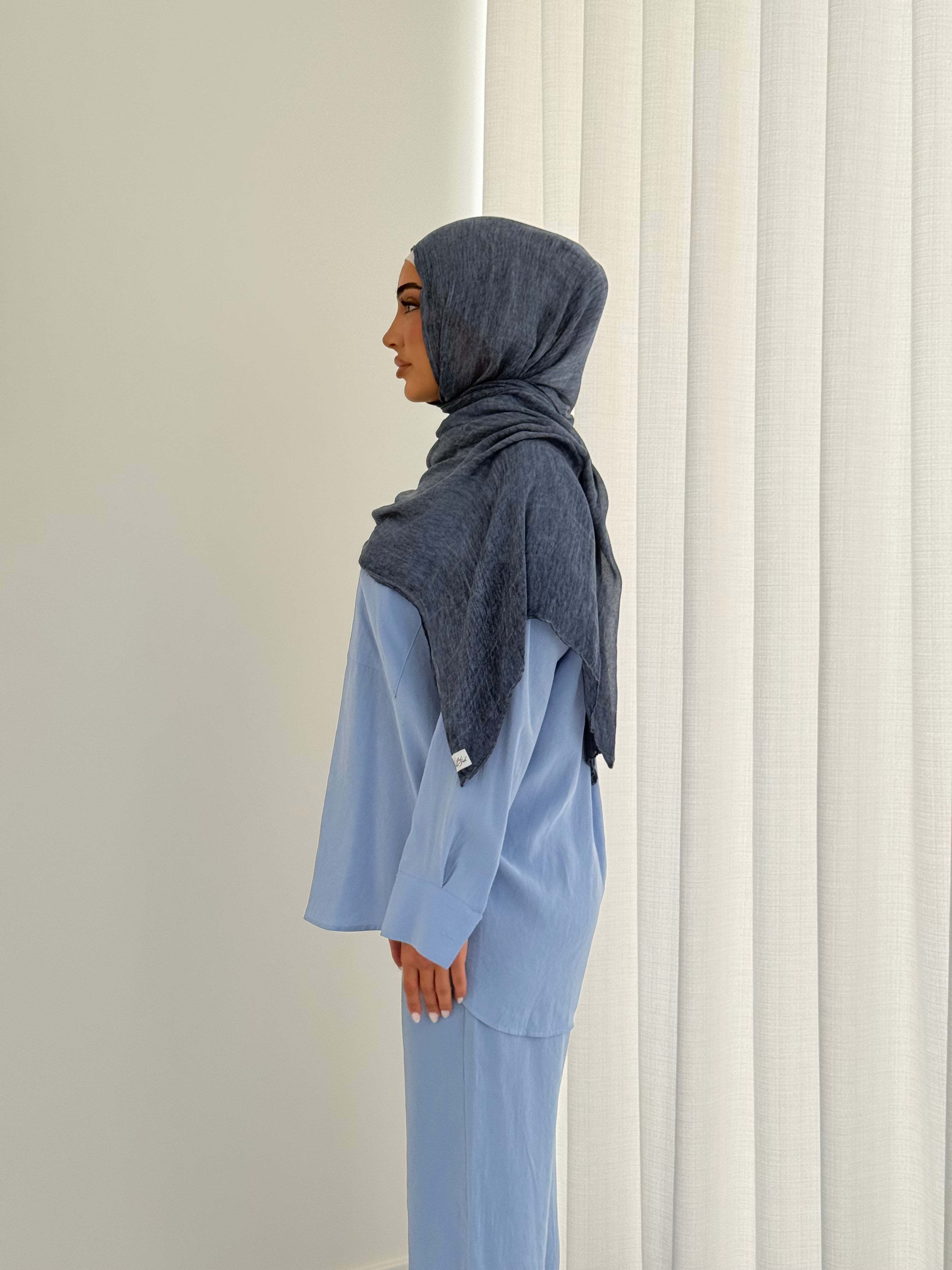 women's 2 piece summer set includes button top and comfortable wide pants. Lightweight, breathable and versatile. modest, hijab-friendly.