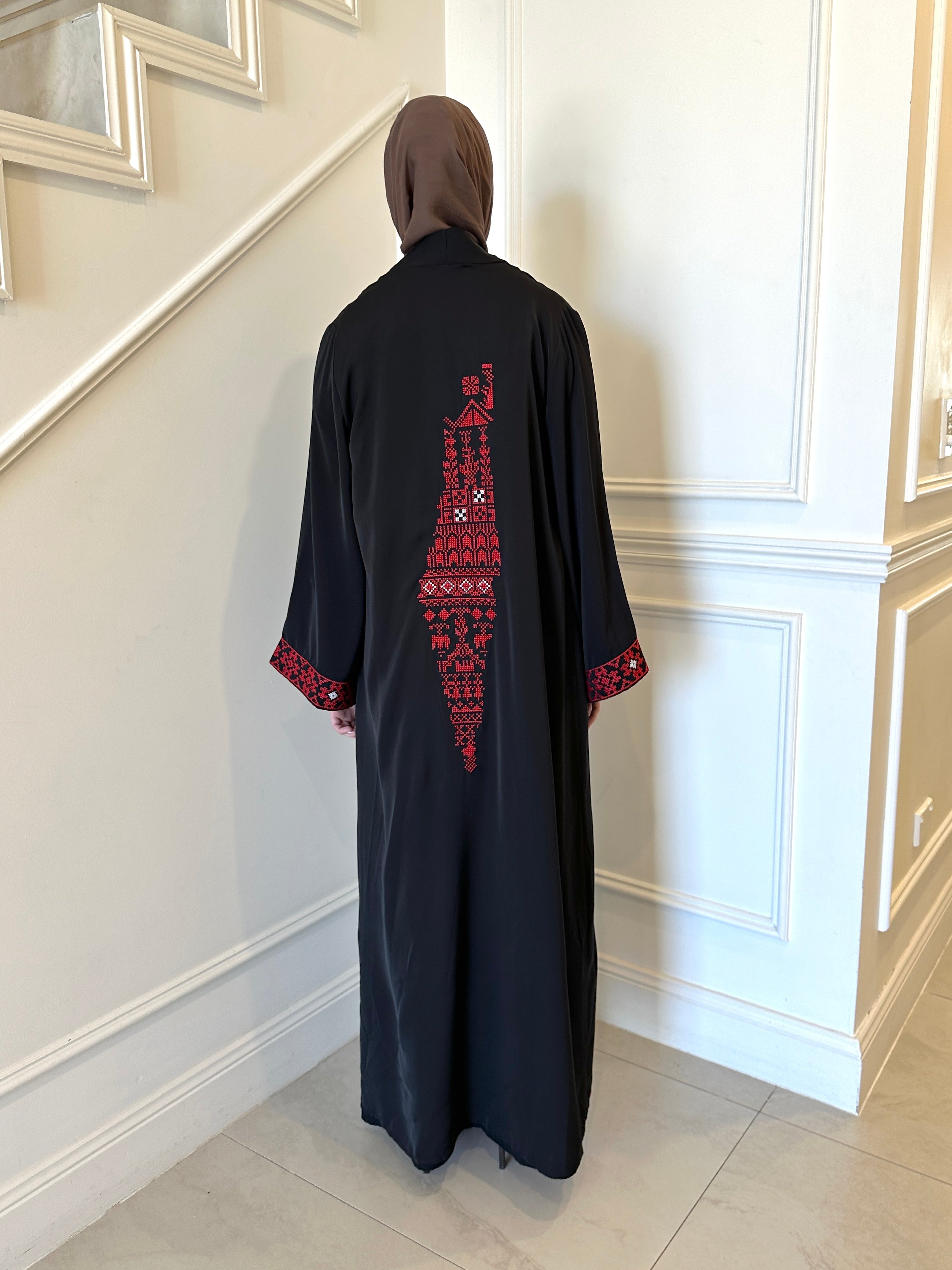 Veil of Faith Traditional Abaya — elegant open-front black abaya for modest wear