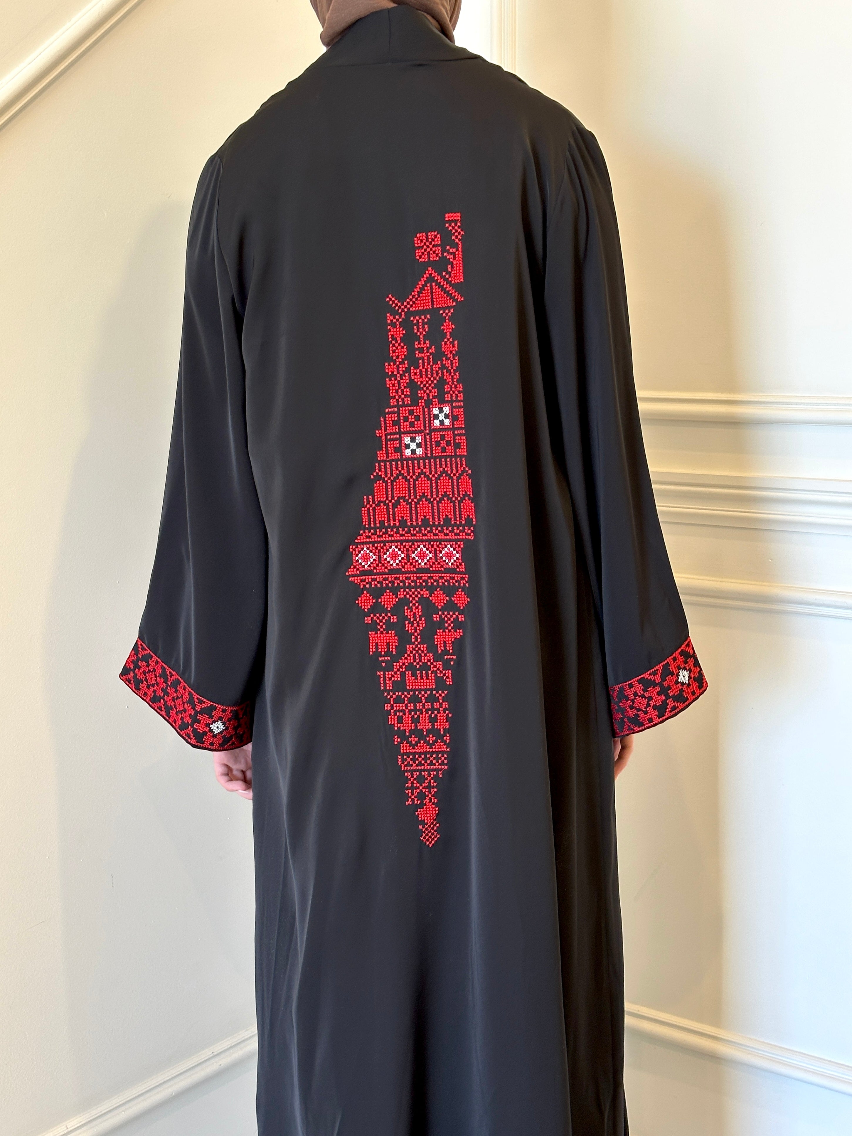 Veil of Faith Traditional Abaya — elegant open-front black abaya for modest wear