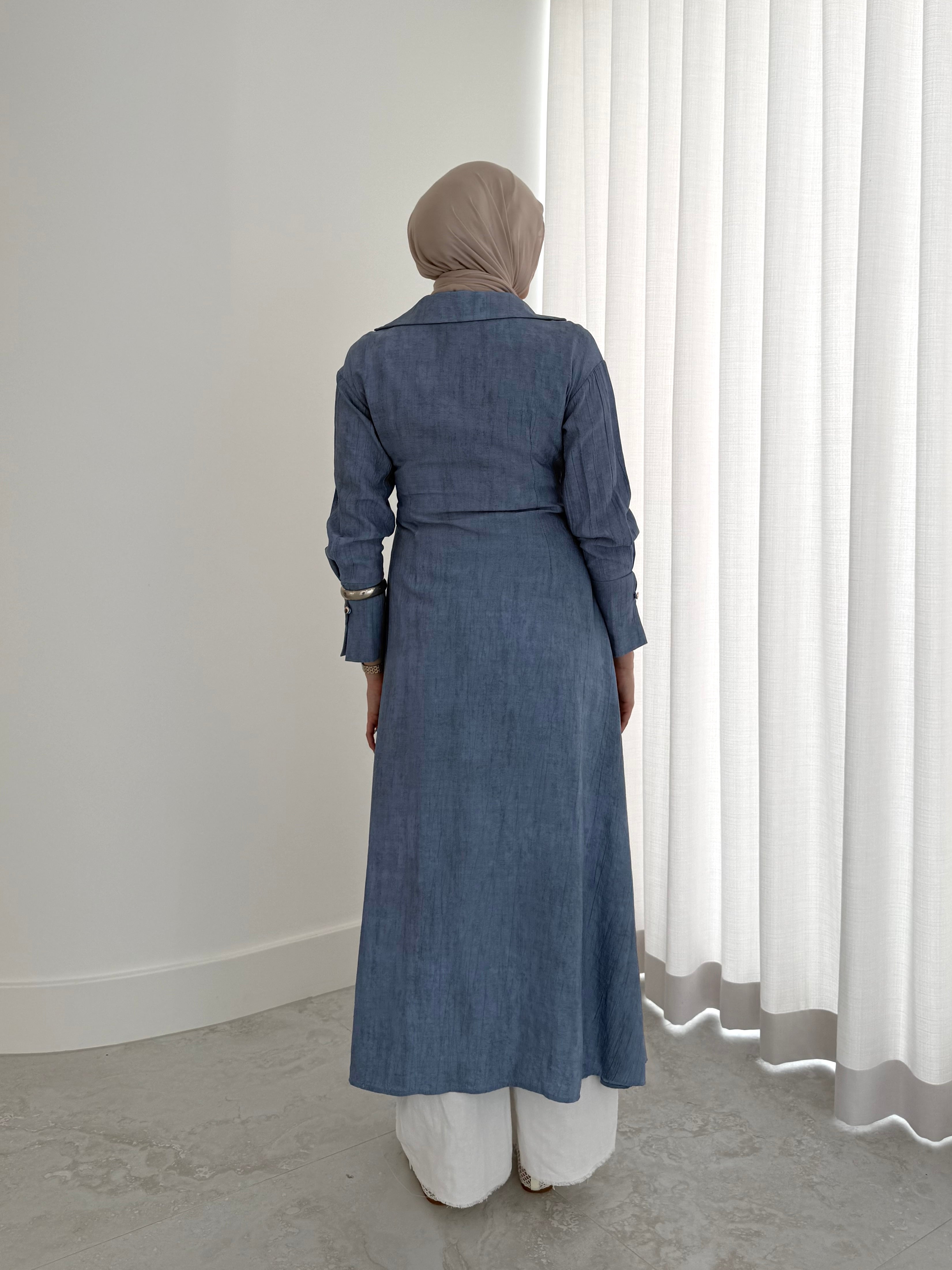 women's wrap midi dress for spring summer, light weight with modest coverage- long sleeves and breathable.