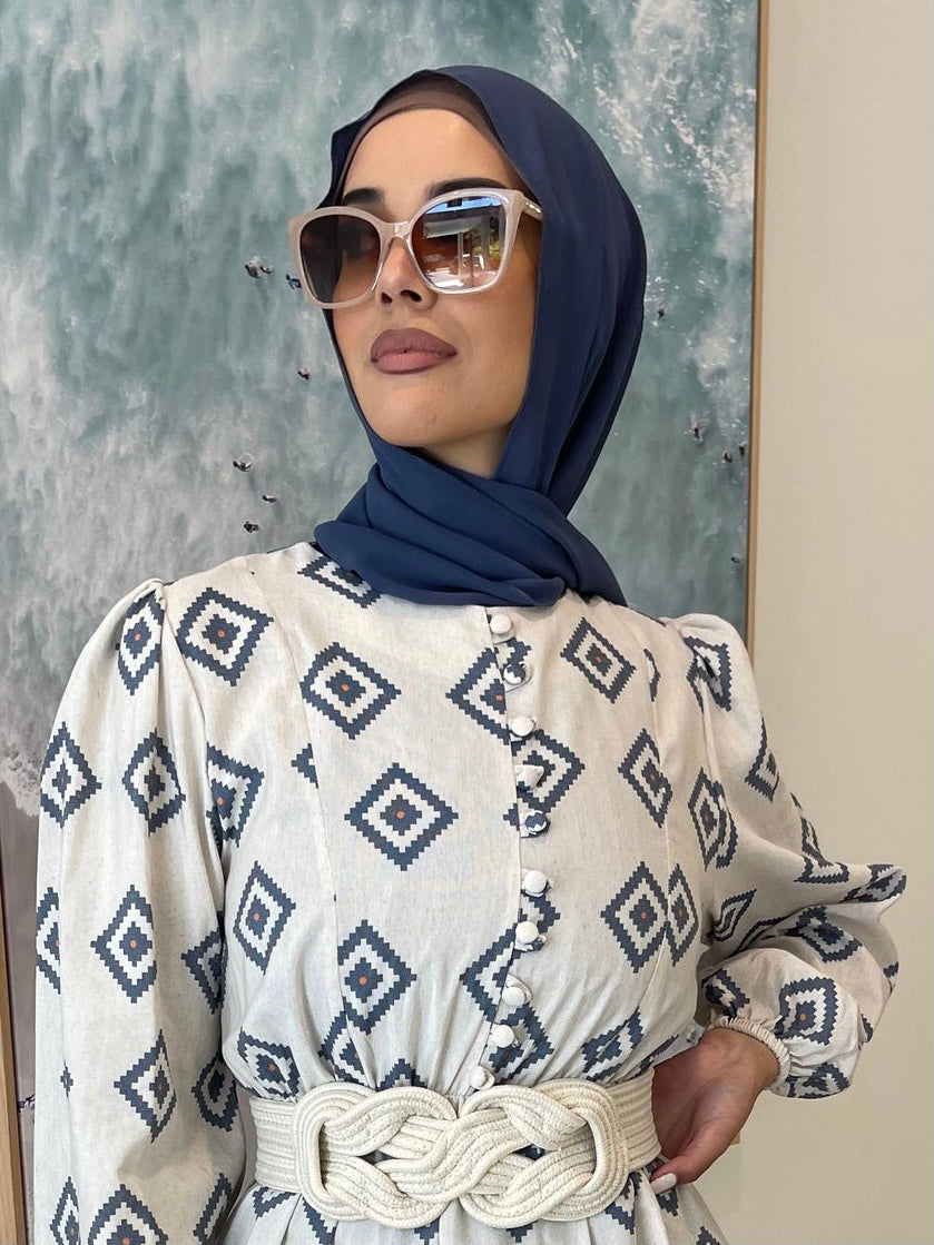 Opaque long crepe hijab thick drape scarf