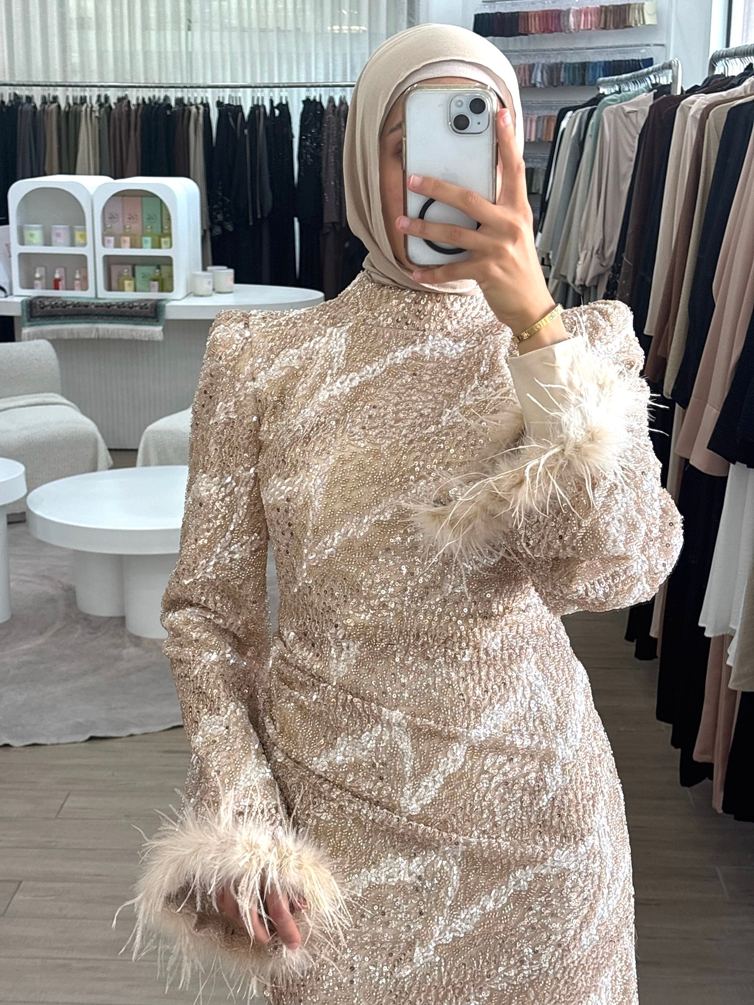 SIMA SEQUINS DRESS - NUDE
