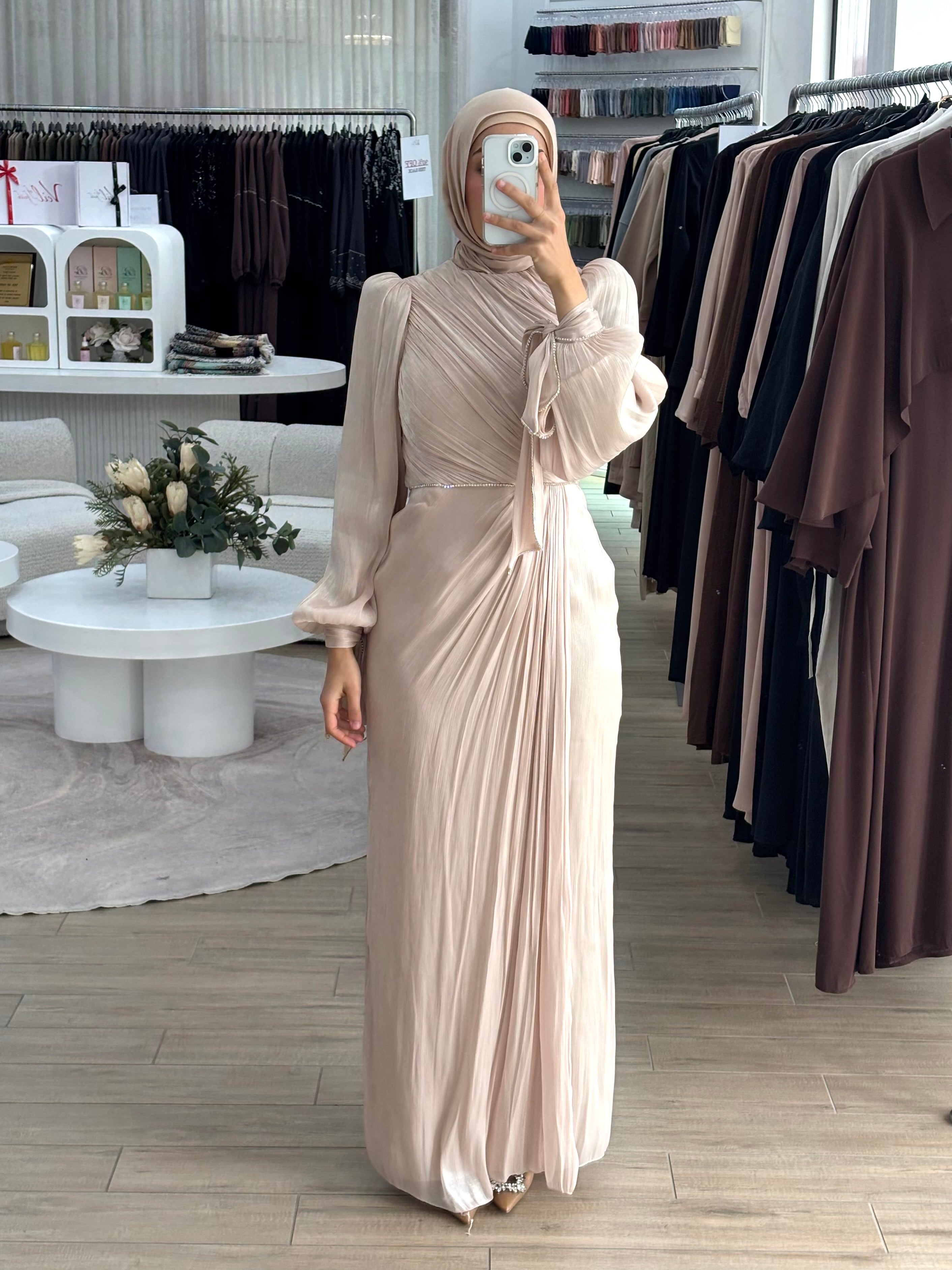 DIAMANTÉ RUCHED FORMAL DRESS- BLUSH