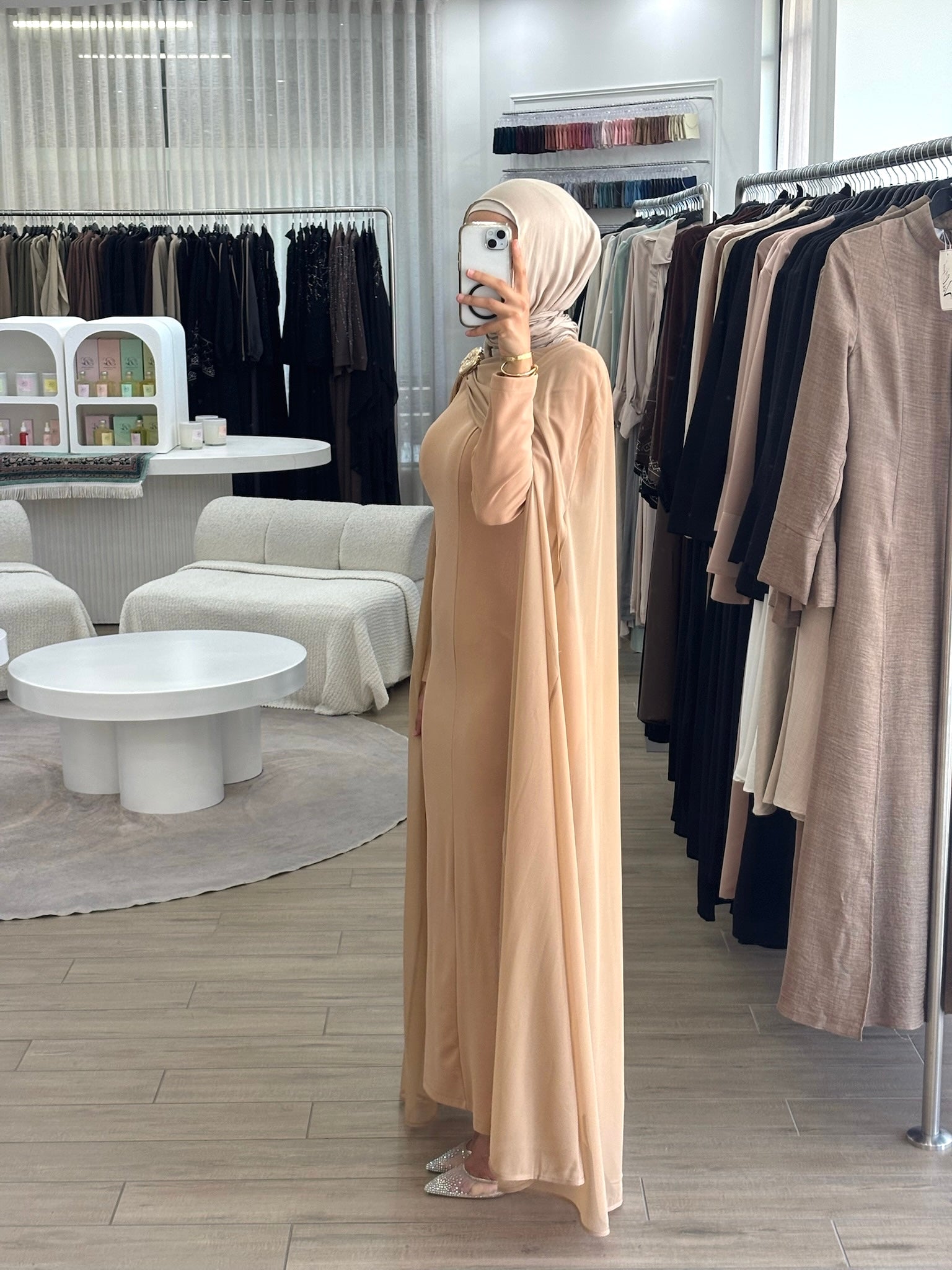 DALAL CAPE FORMAL DRESS- CAMEL