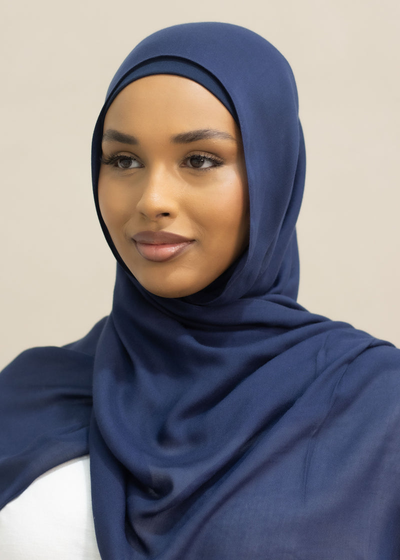 MODAL ROYAL BLUE HIJAB & COTTON CAP SET