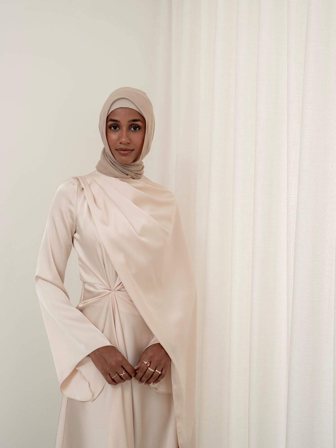 AURORA DRAPE FORMAL DRESS- VANILLA