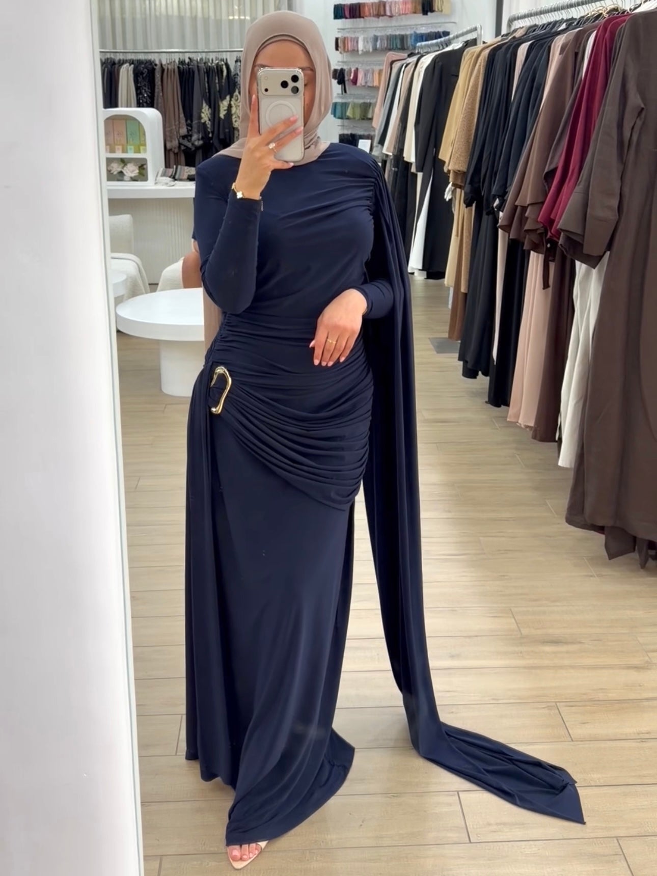 LUXE DRAPE FORMAL DRESS- NAVY