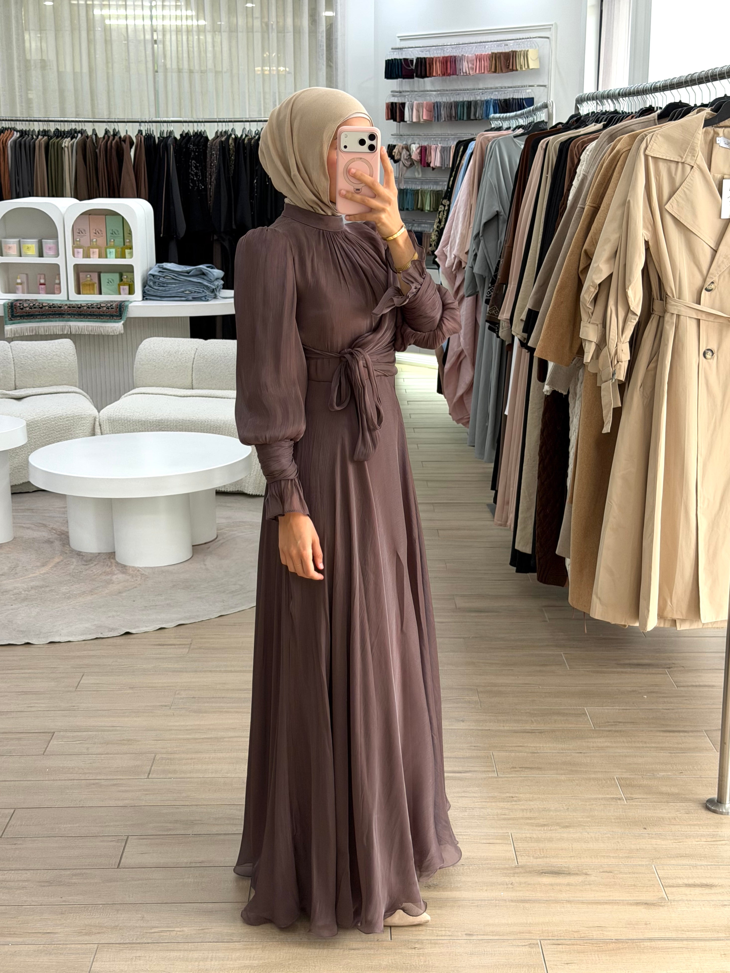 HODA FORMAL DRESS - BROWN