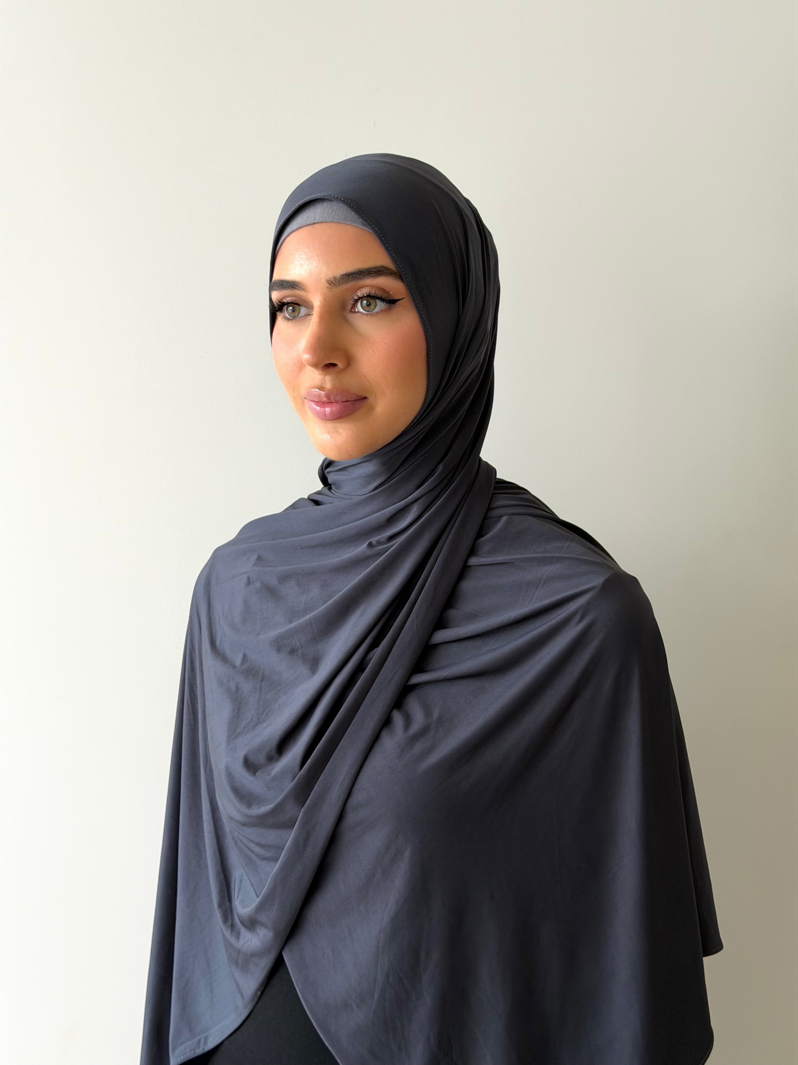 LIQUID JERSEY HIJAB- STEEL
