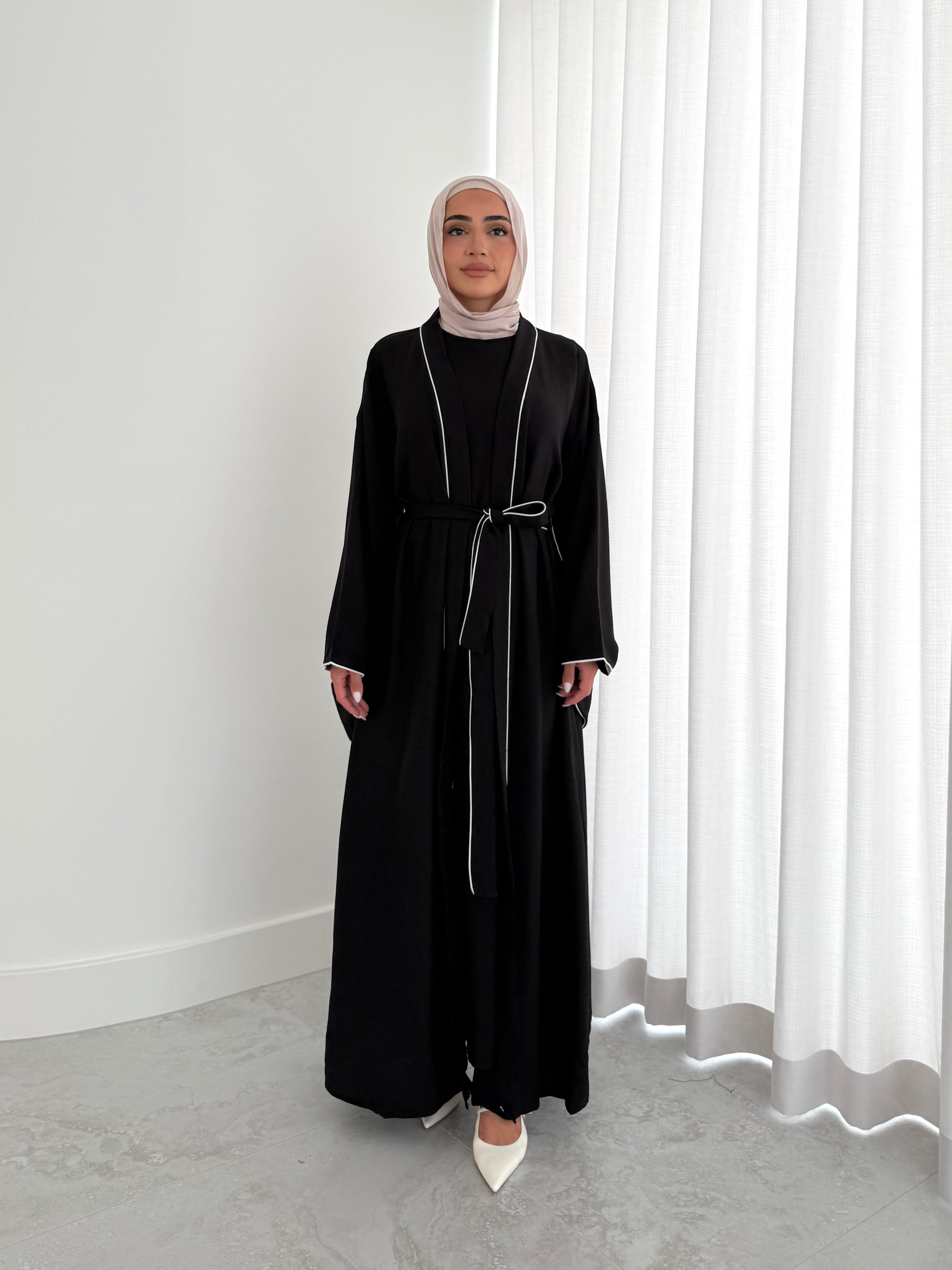 women's 2 piece abaya set, lightweight for spring/summer. full length, maxi with long sleeves with full coverage and suitable for modest hijab girls.