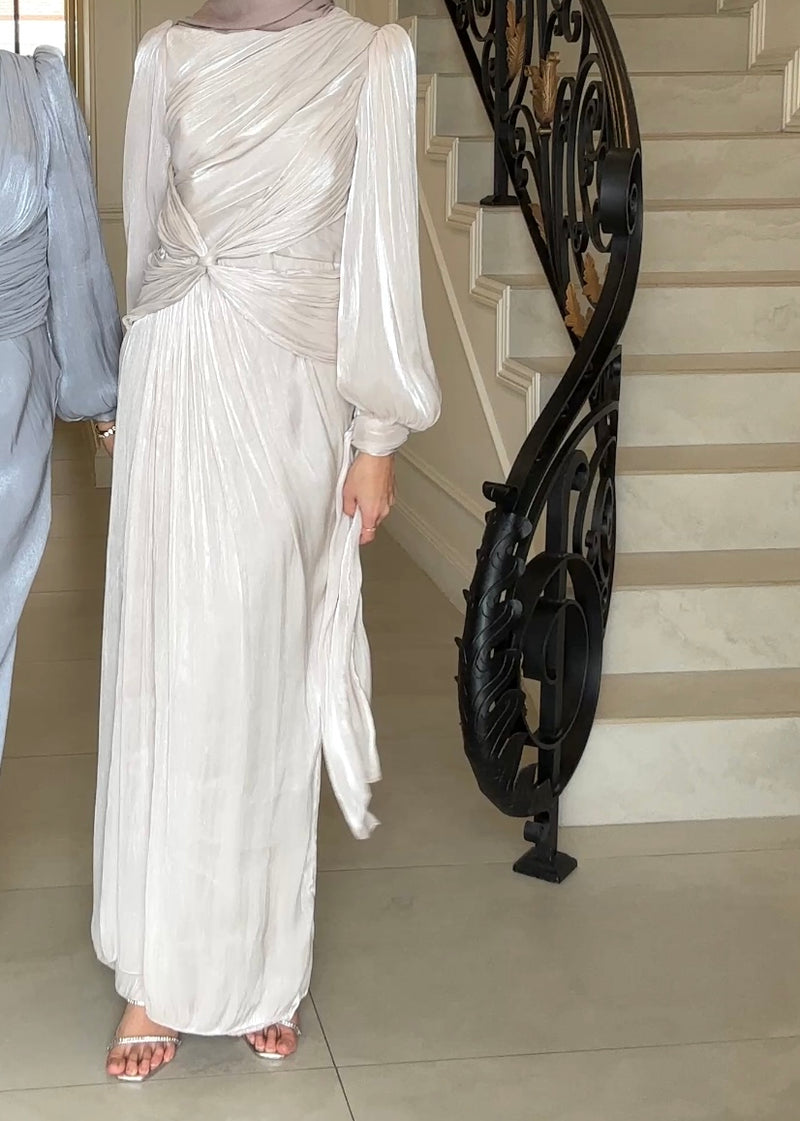 MARIAM SHIMMER DRESS- STONE