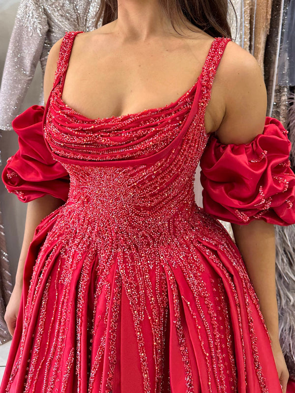 RED HIRE BALLGOWN