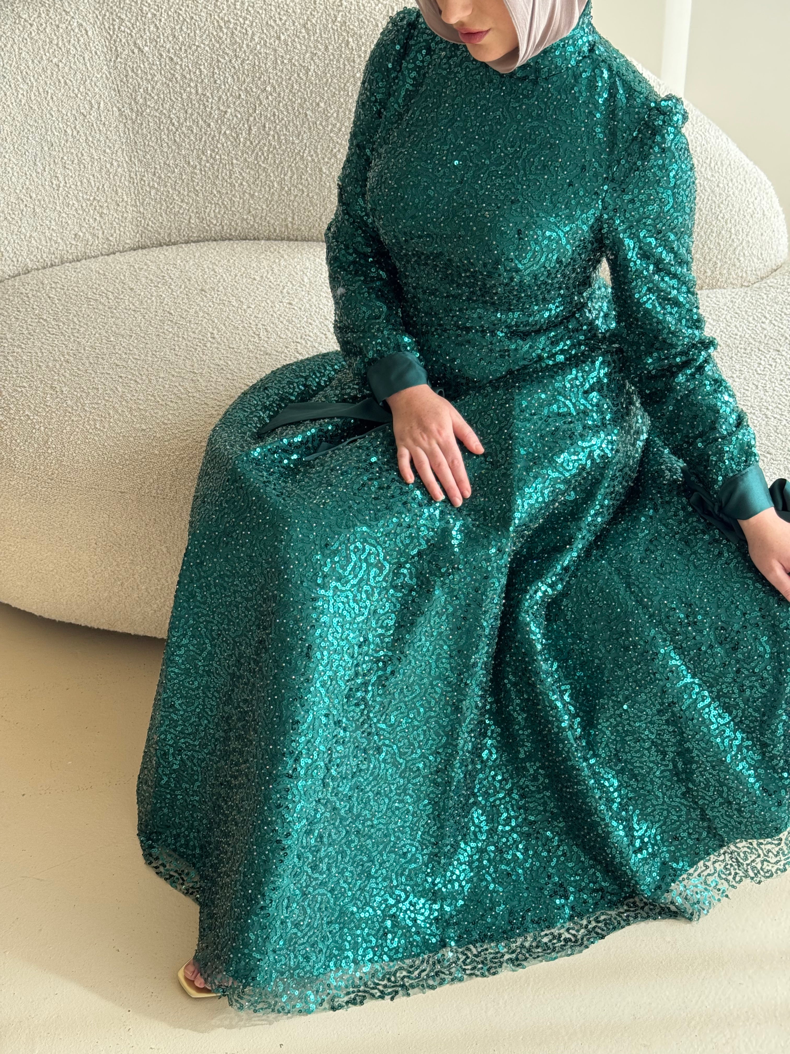 EMERALD SEQUINS BALLGOWN