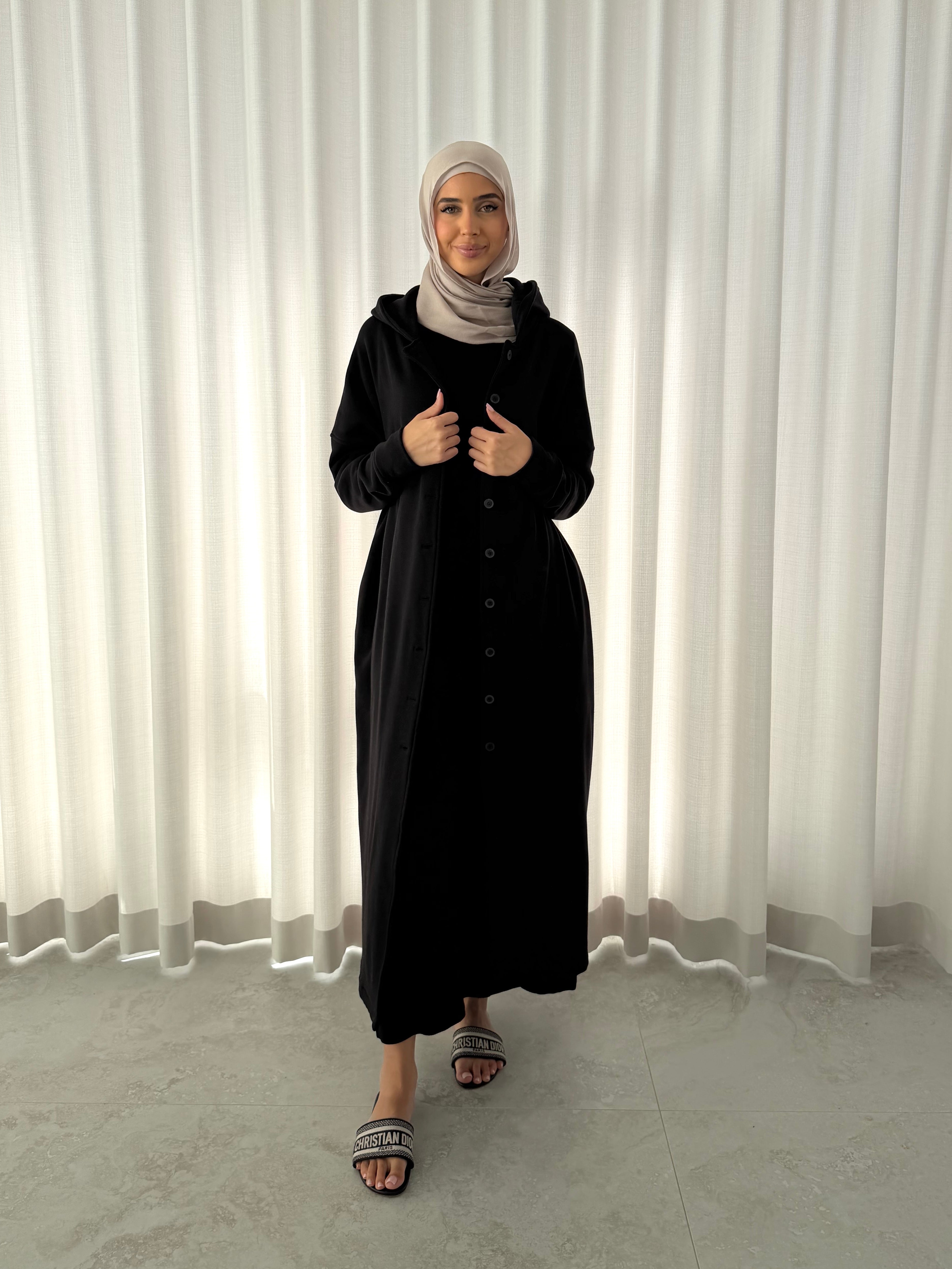 FLOOR LENGTH HOODED JACKET