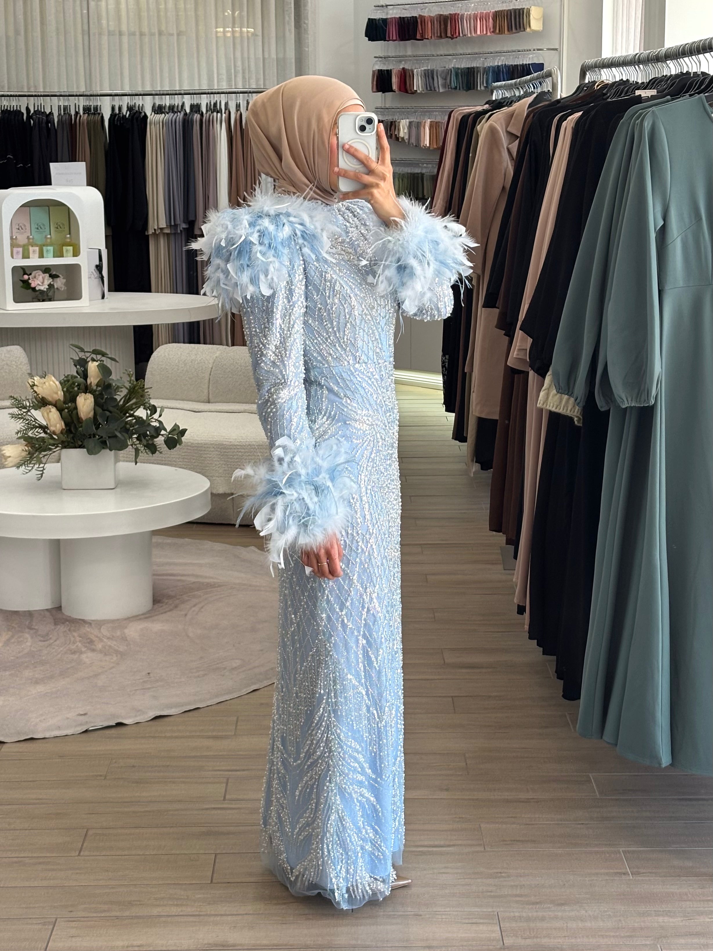 ESTELLE BEADED FORMAL GOWN- ICE BLUE