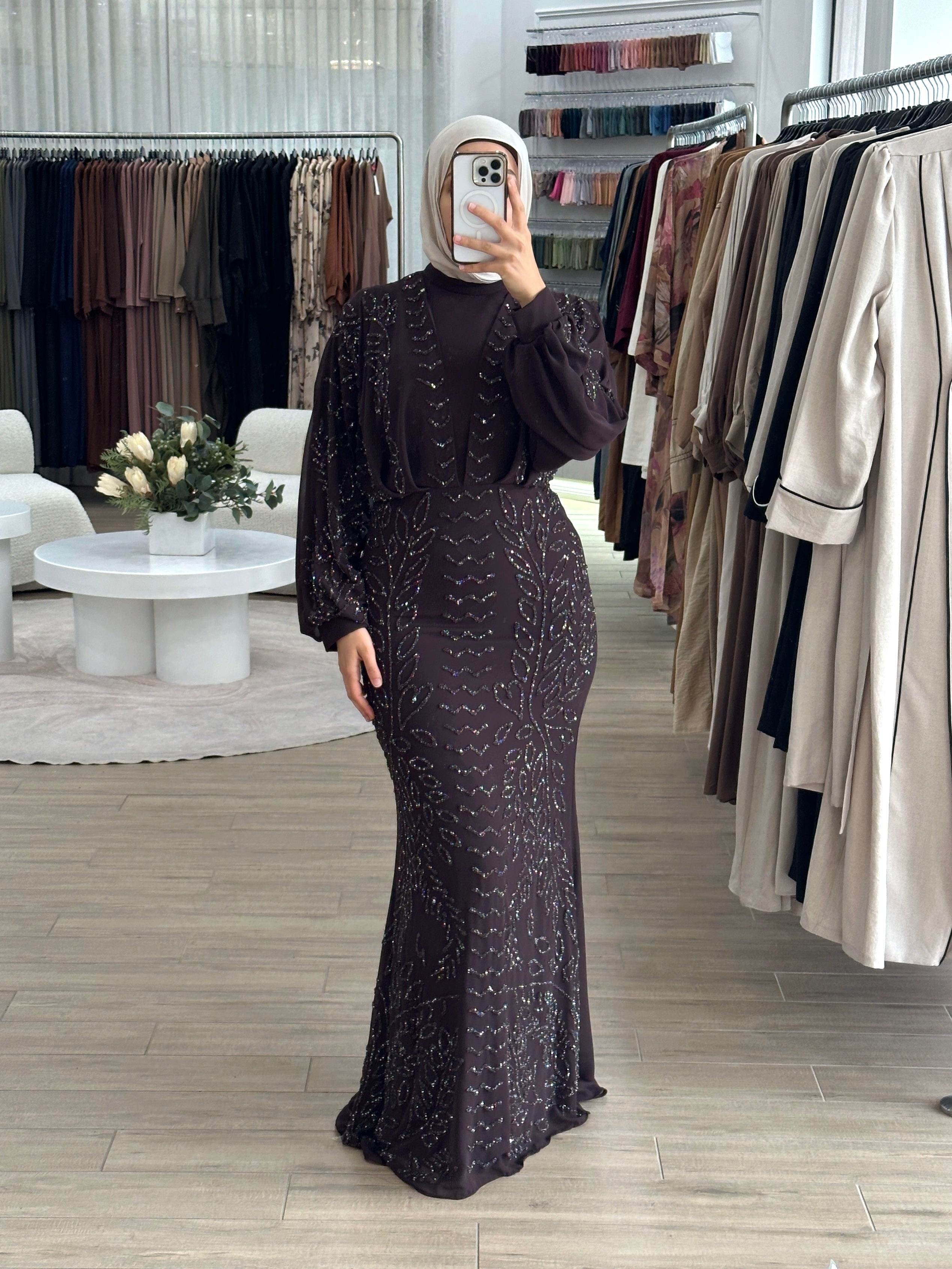 women's sequins formal dress- long sleeve, maxi, full length with glittery, sequins embellishment. suitable engagement dress, wedding guest, party, formal, etc.