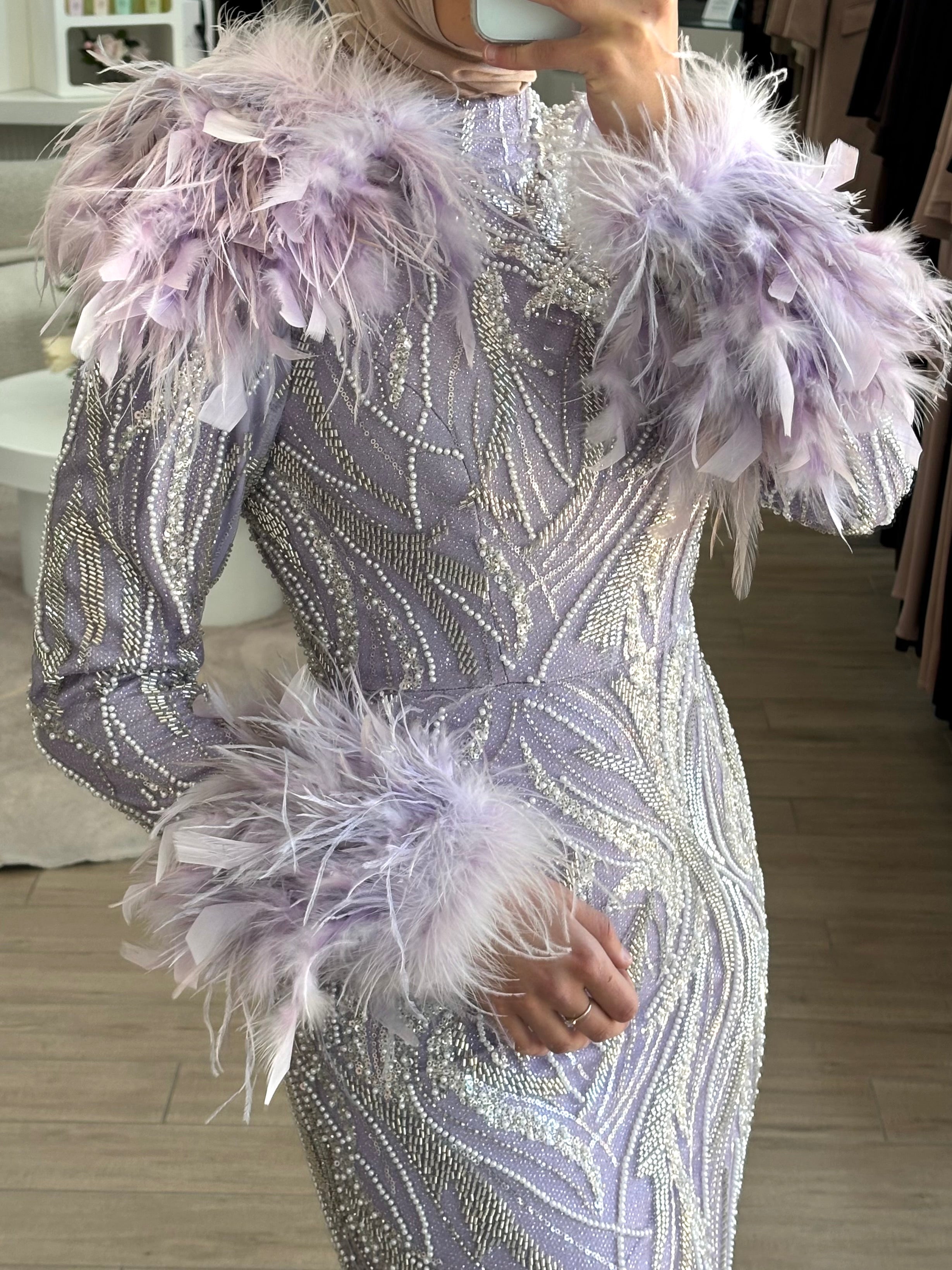 ESTELLE BEADED FORMAL GOWN- LAVENDER