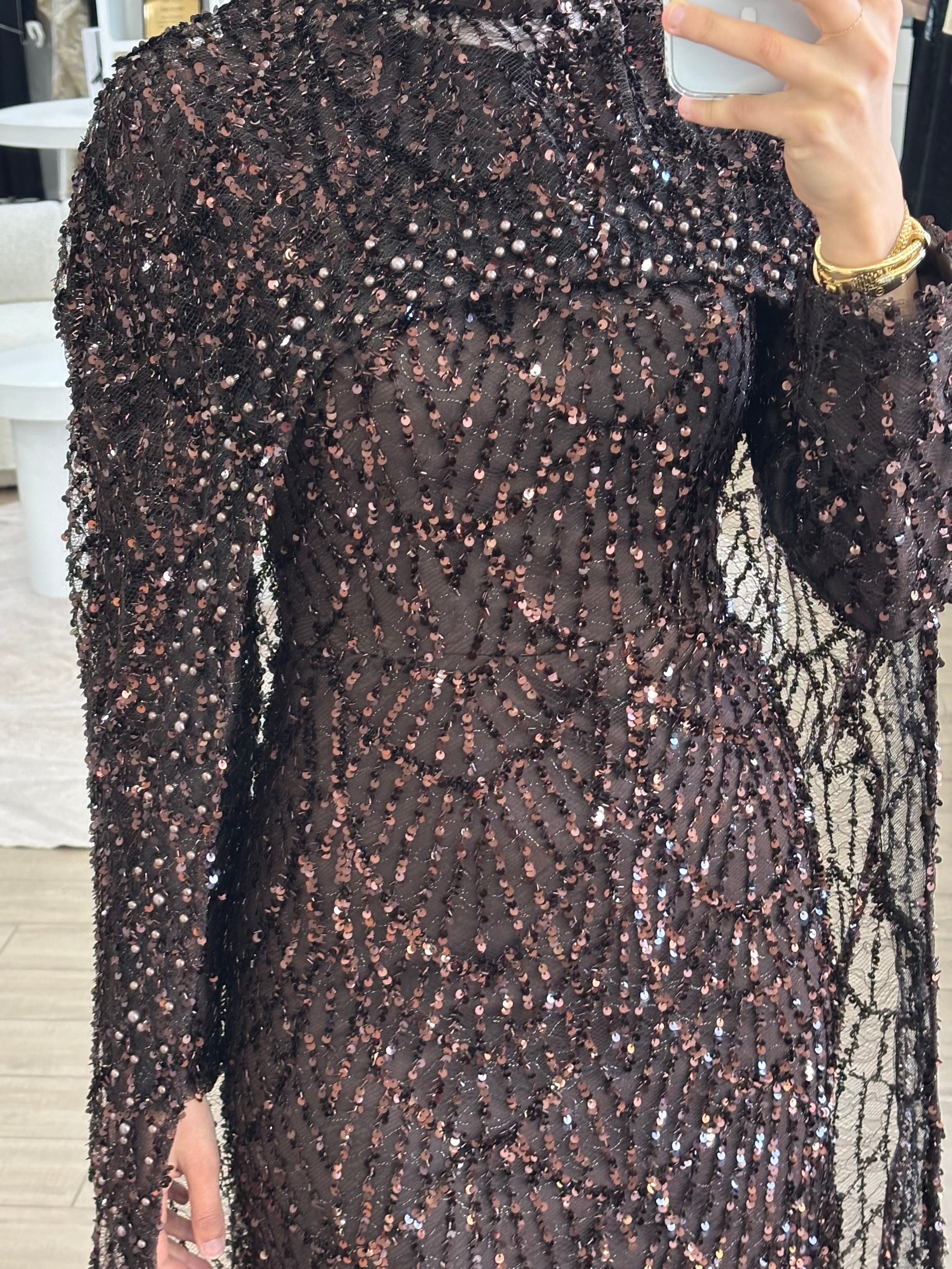 NAYLA SEQUINS FORMAL DRESS-  CHOCOLATE
