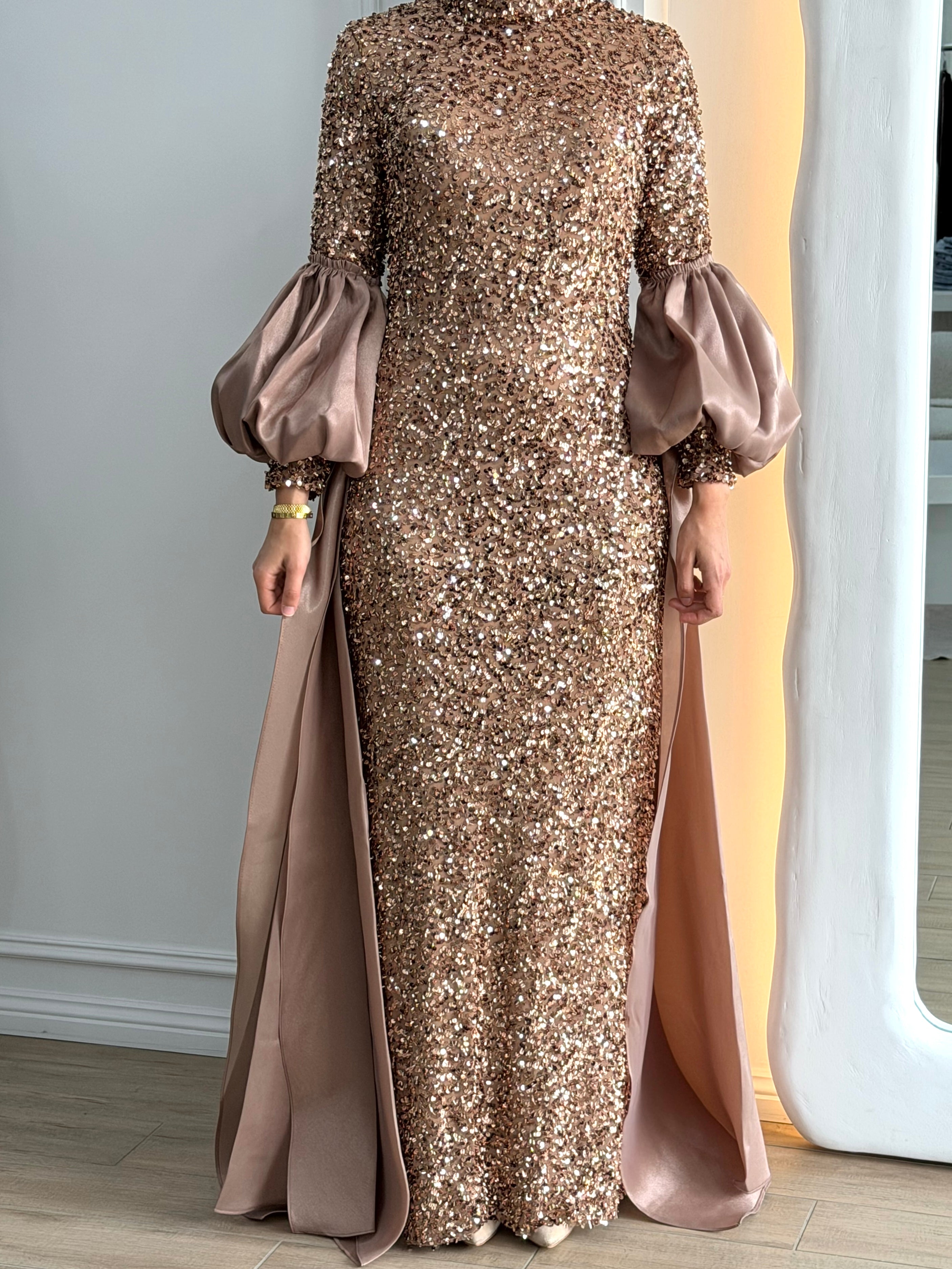 KAYLA SEQUINS DRESS - BRONZE