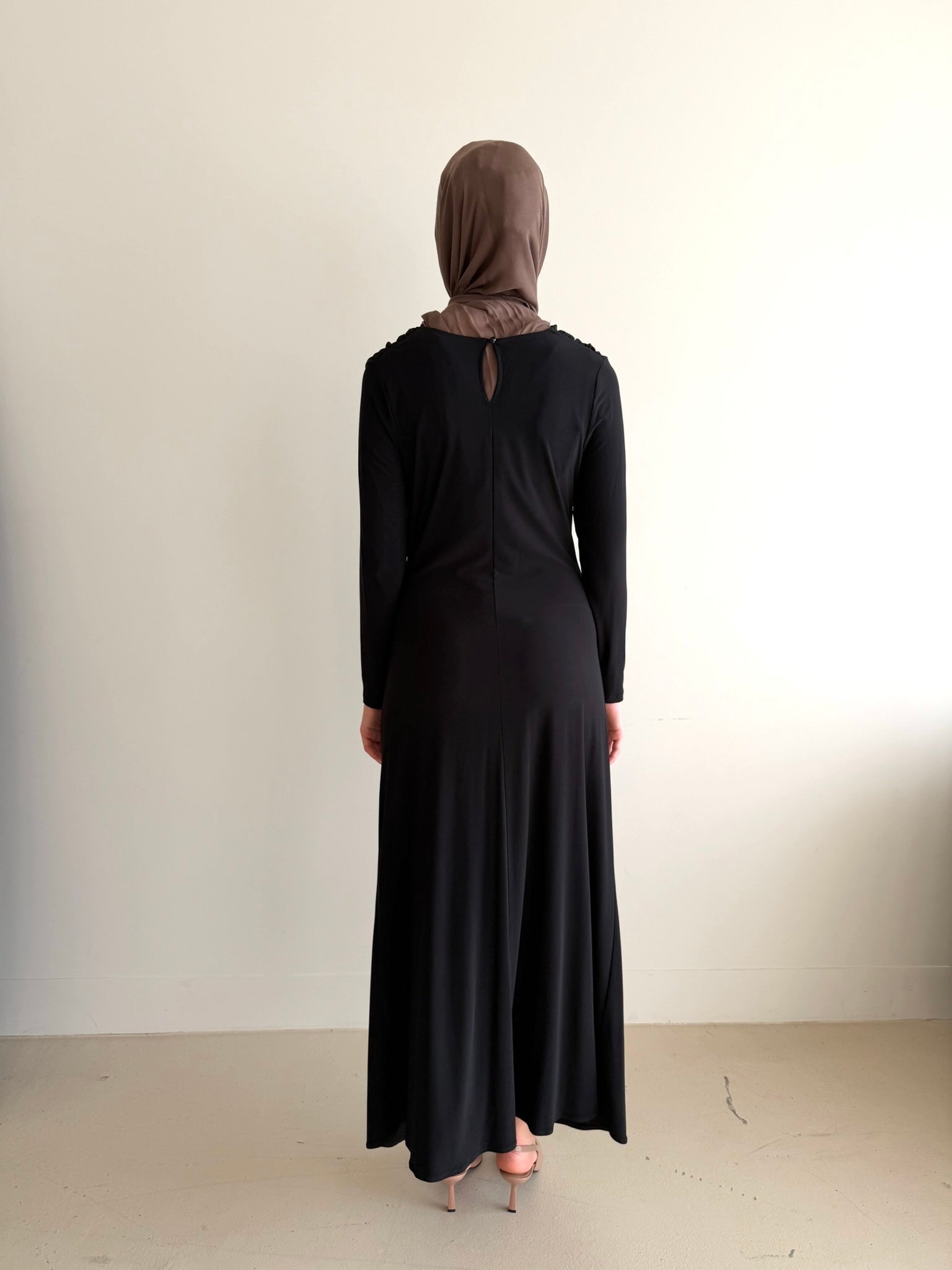 ZARIA RUCHED DRESS SET- BLACK