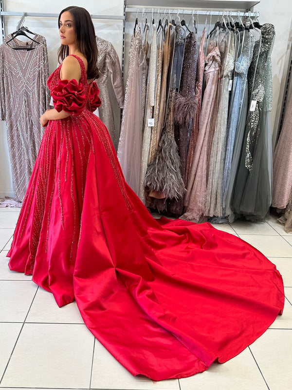 RED HIRE BALLGOWN