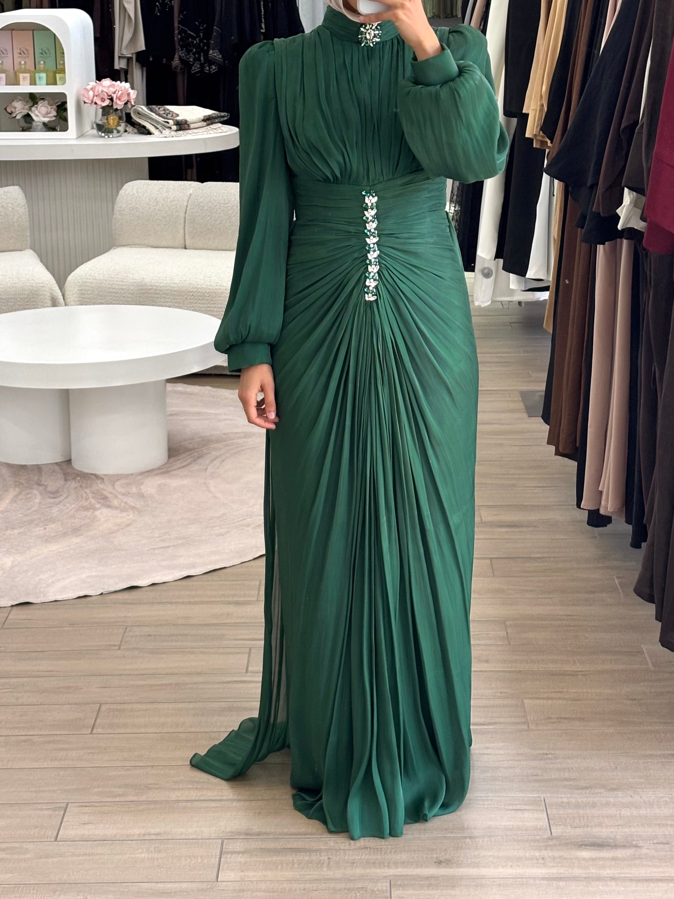 JANAN FORMAL DRESS - BOTTLE GREEN