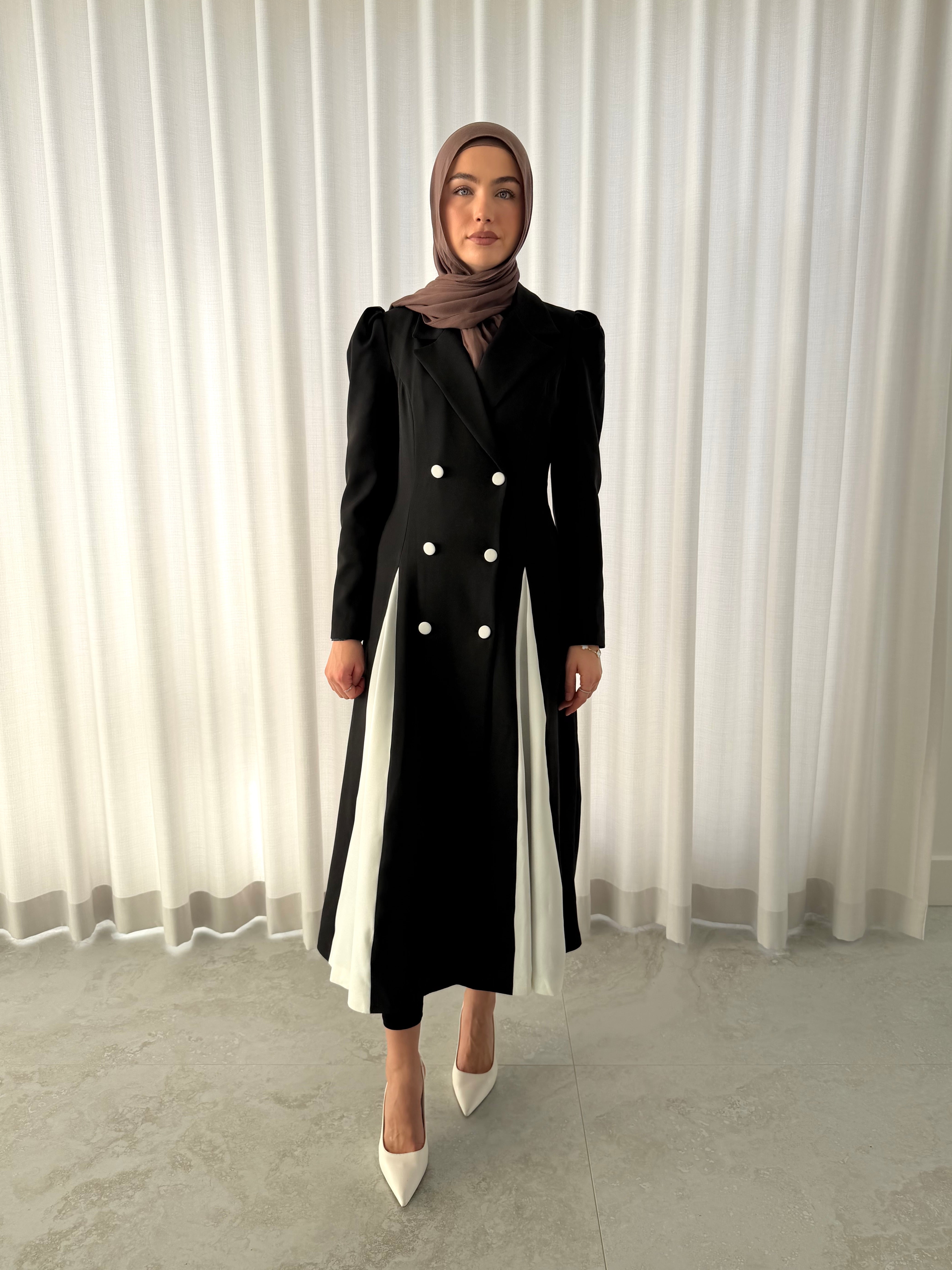 CONTRAST COAT DRESS
