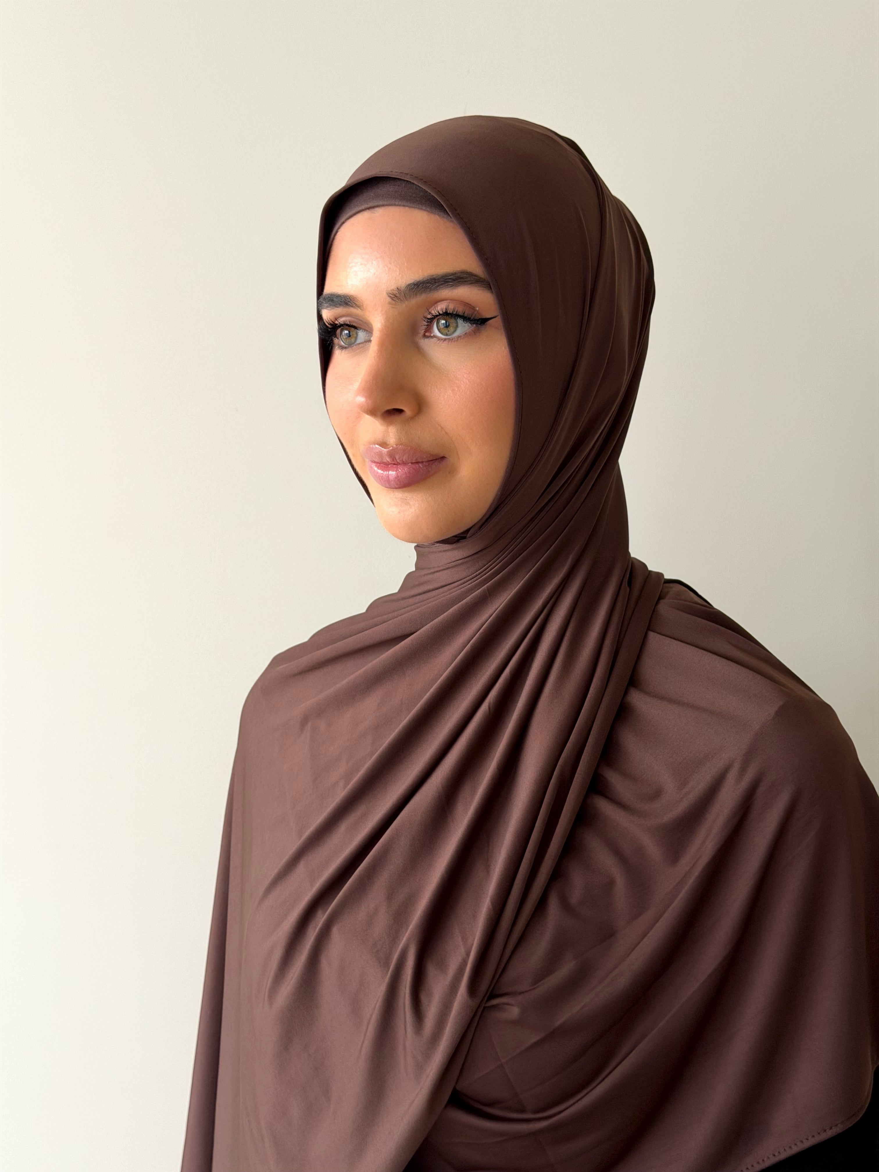 LIQUID JERSEY HIJAB- BROWN