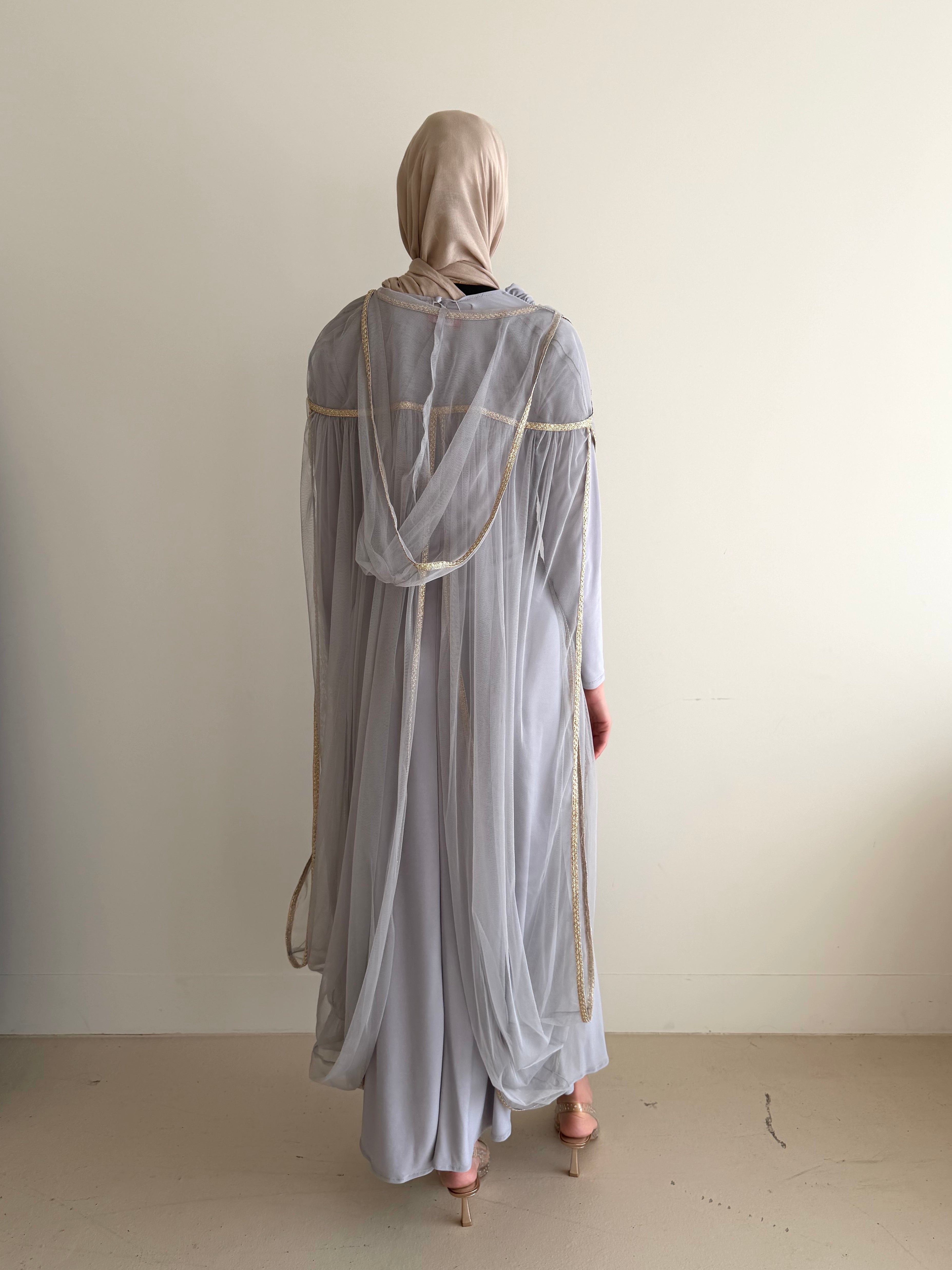 ZARIA RUCHED DRESS SET- LIGHT GREY