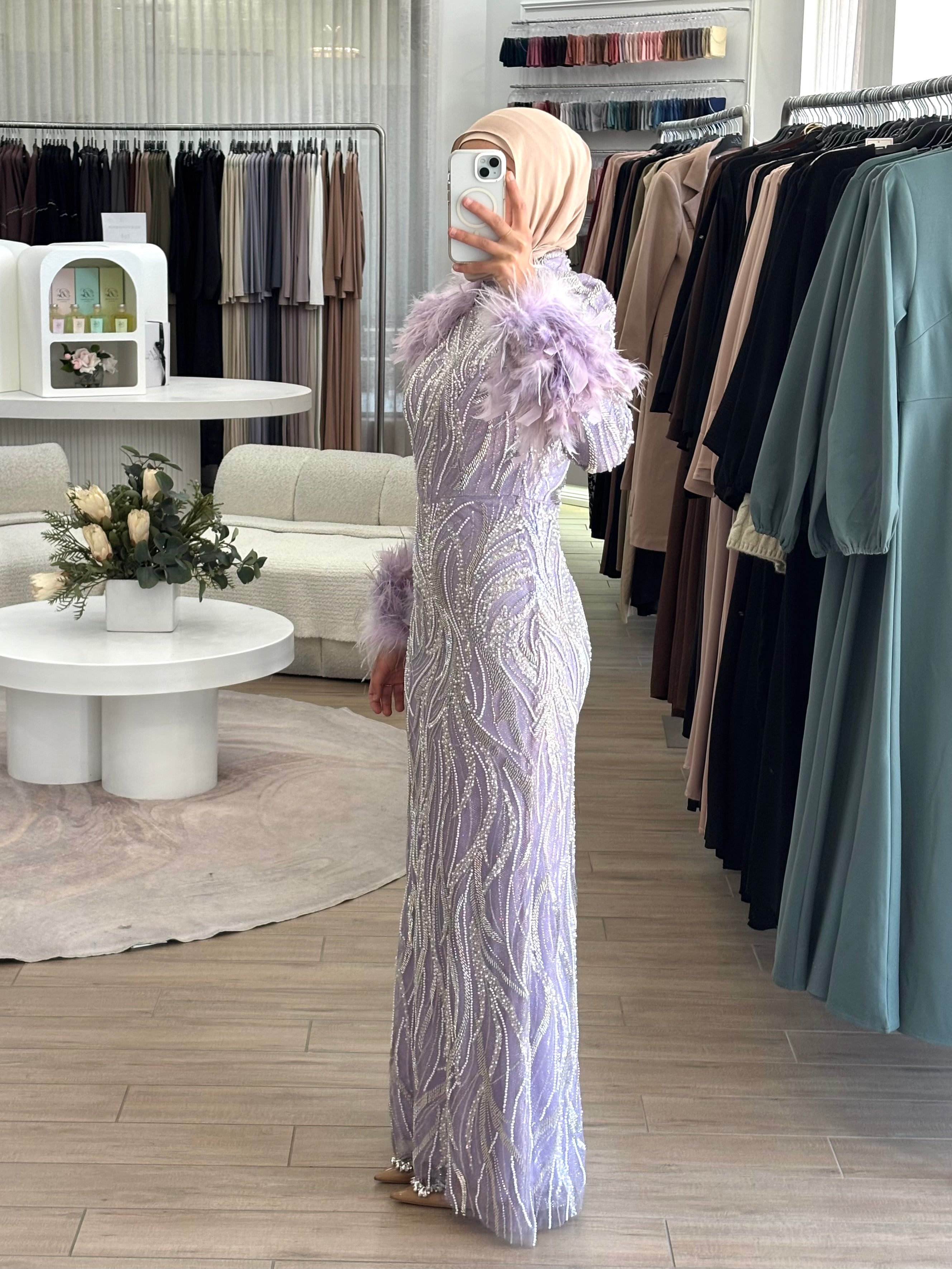 ESTELLE BEADED FORMAL GOWN- LAVENDER