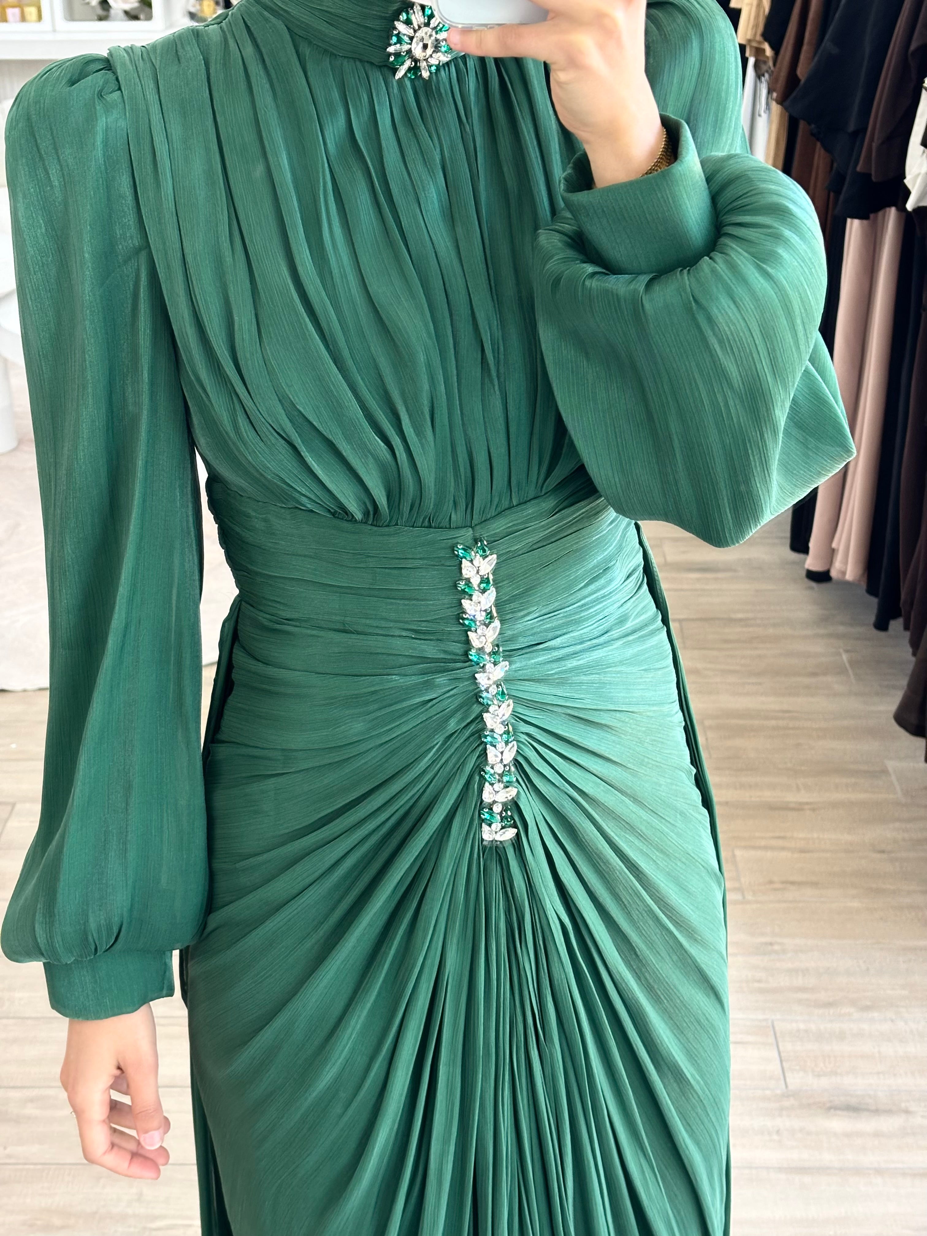 JANAN FORMAL DRESS - BOTTLE GREEN