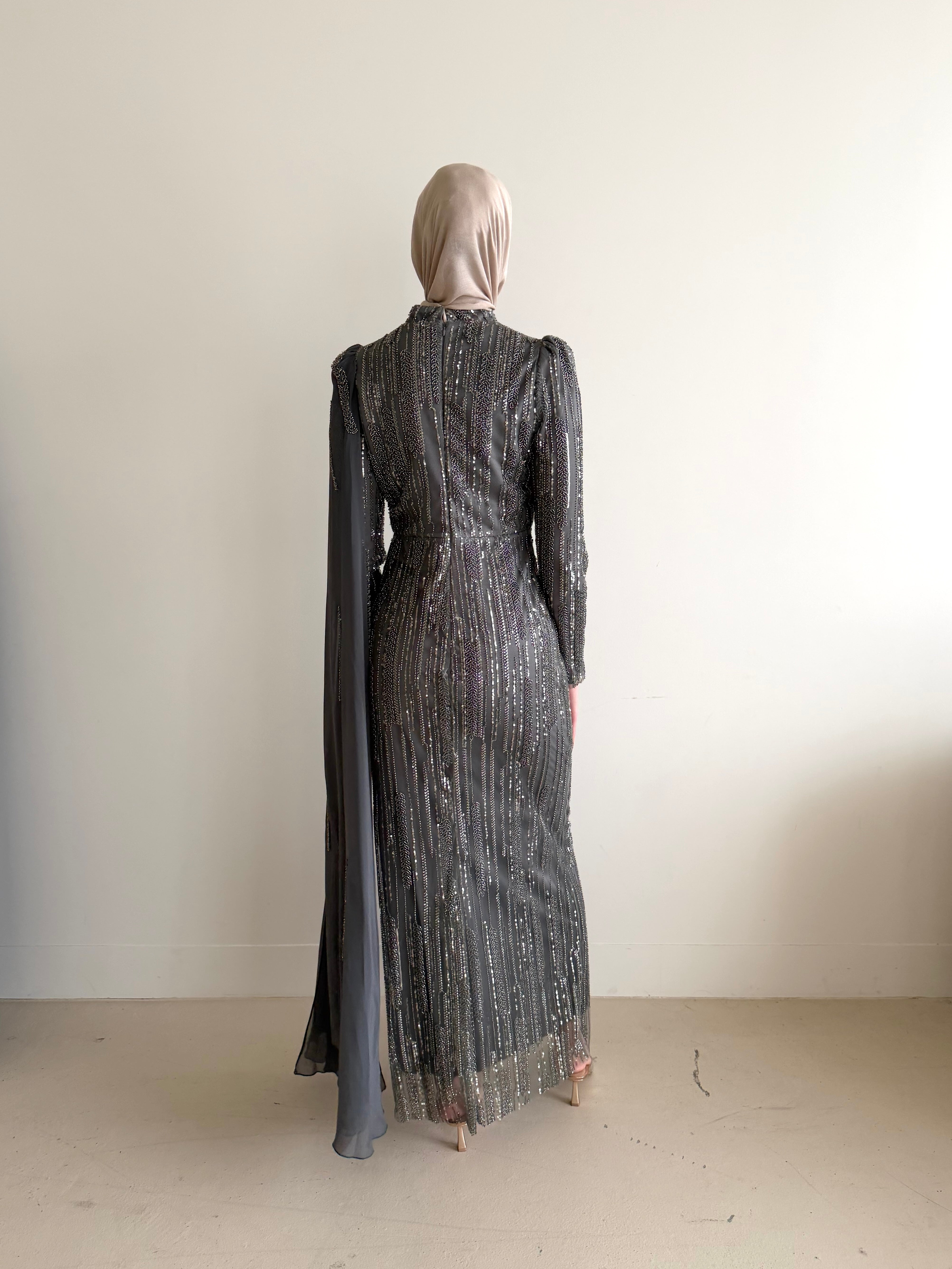 ELLEN SEQUINS FORMAL  DRESS- GUNMETAL