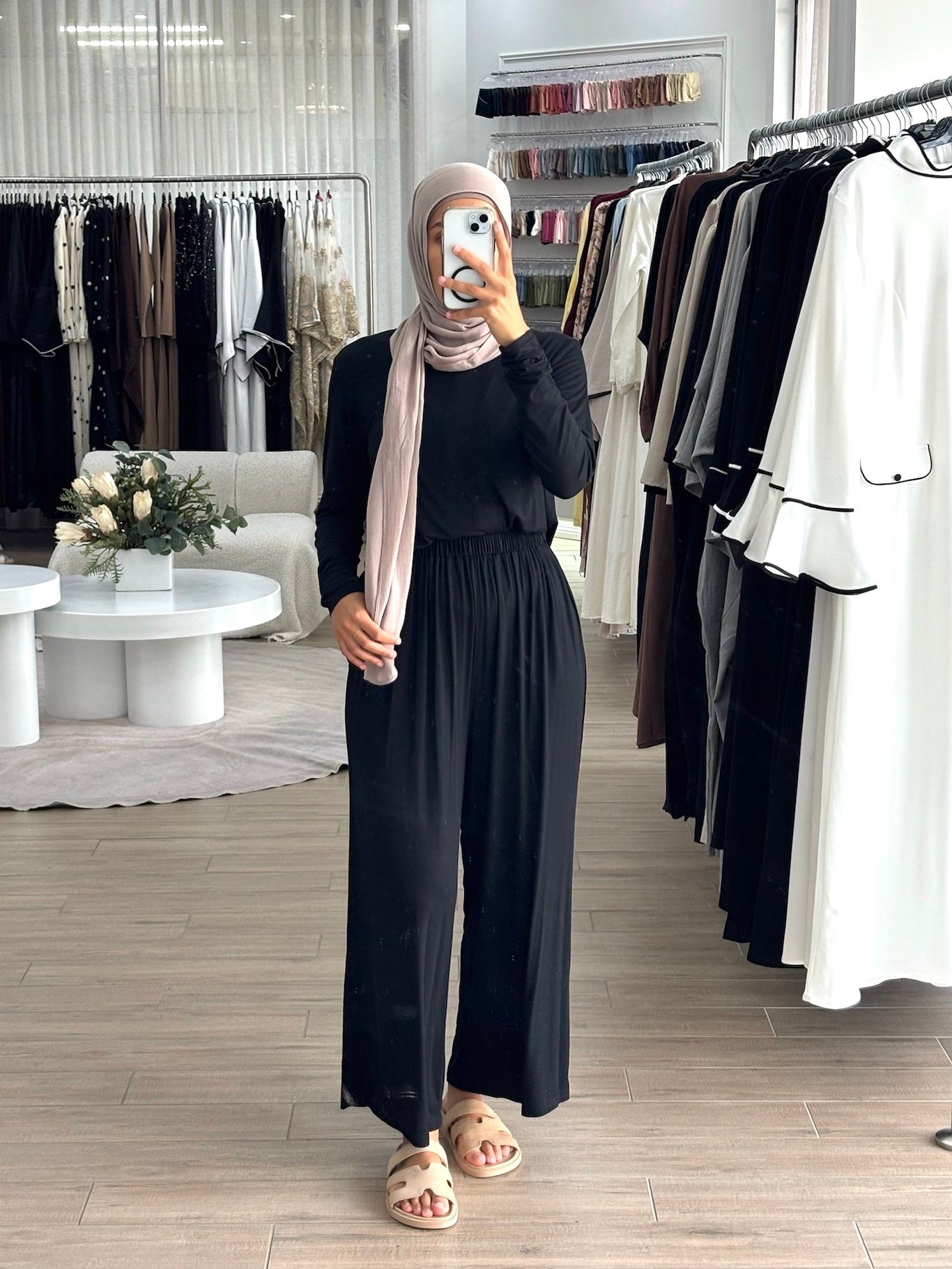 women's long modest basic pant made of lightweight, breathable and stretchy fabric for everyday wear or loungewear. 