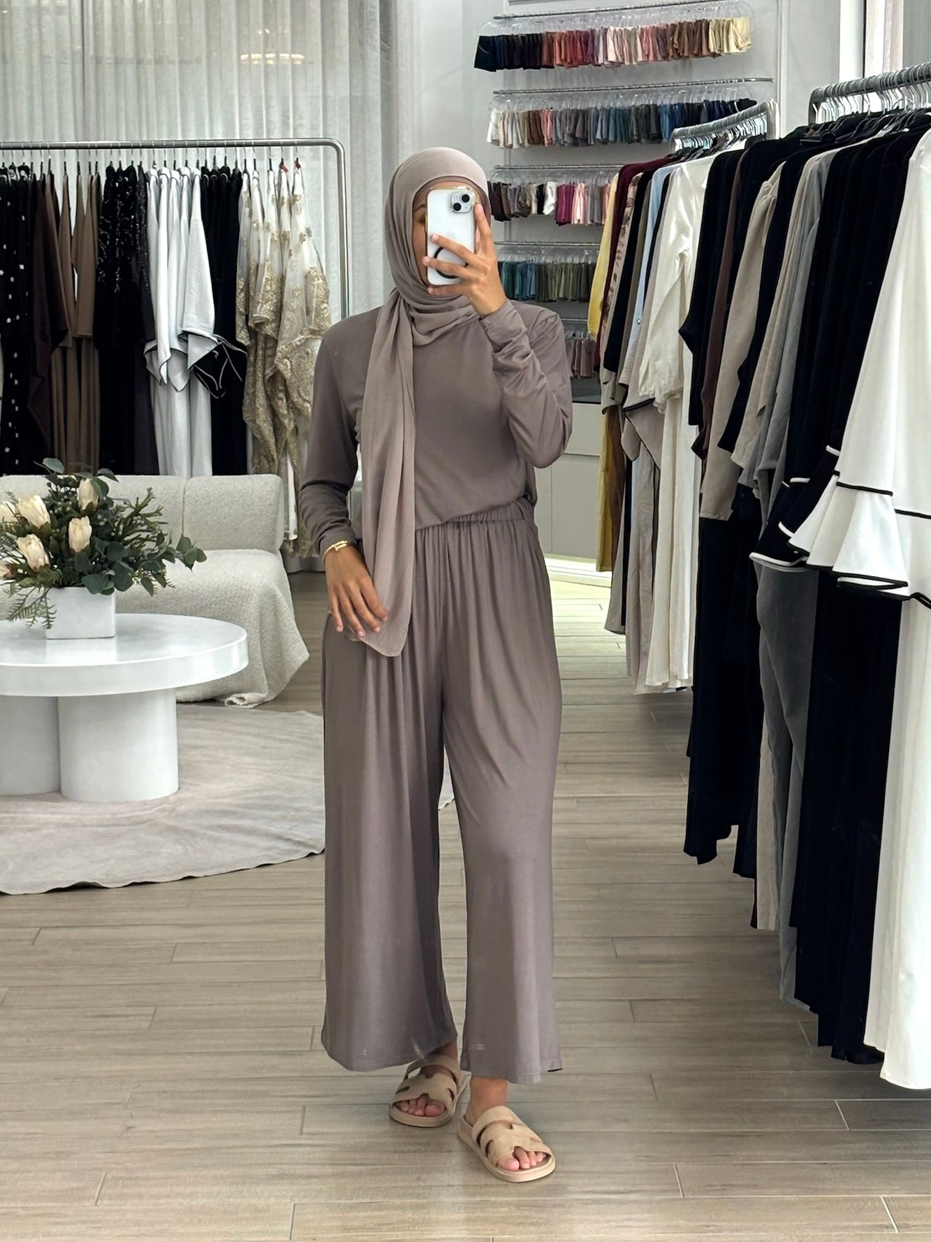 women's long modest basic pant made of lightweight, breathable and stretchy fabric for everyday wear or loungewear. 