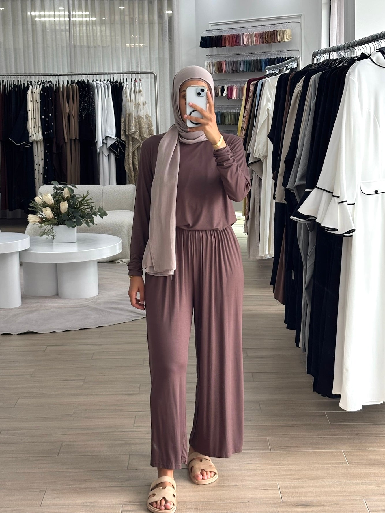 women's long modest basic pant made of lightweight, breathable and stretchy fabric for everyday wear or loungewear. 