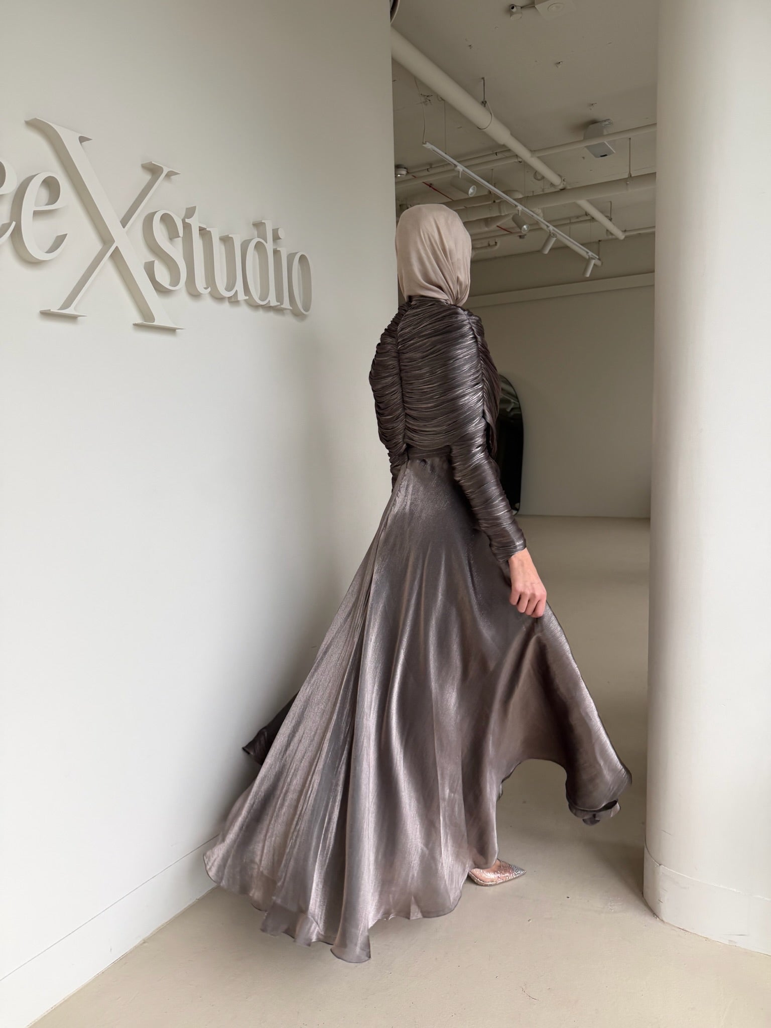 LAYALI SHIMMER FORMAL DRESS- METALLIC MINK